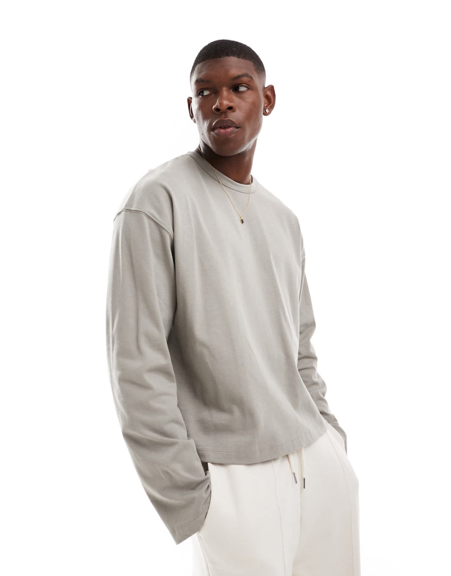 ASOS DESIGN heavyweight boxy oversized long sleeve t-shirt in khaki - ASOS Sample Sale