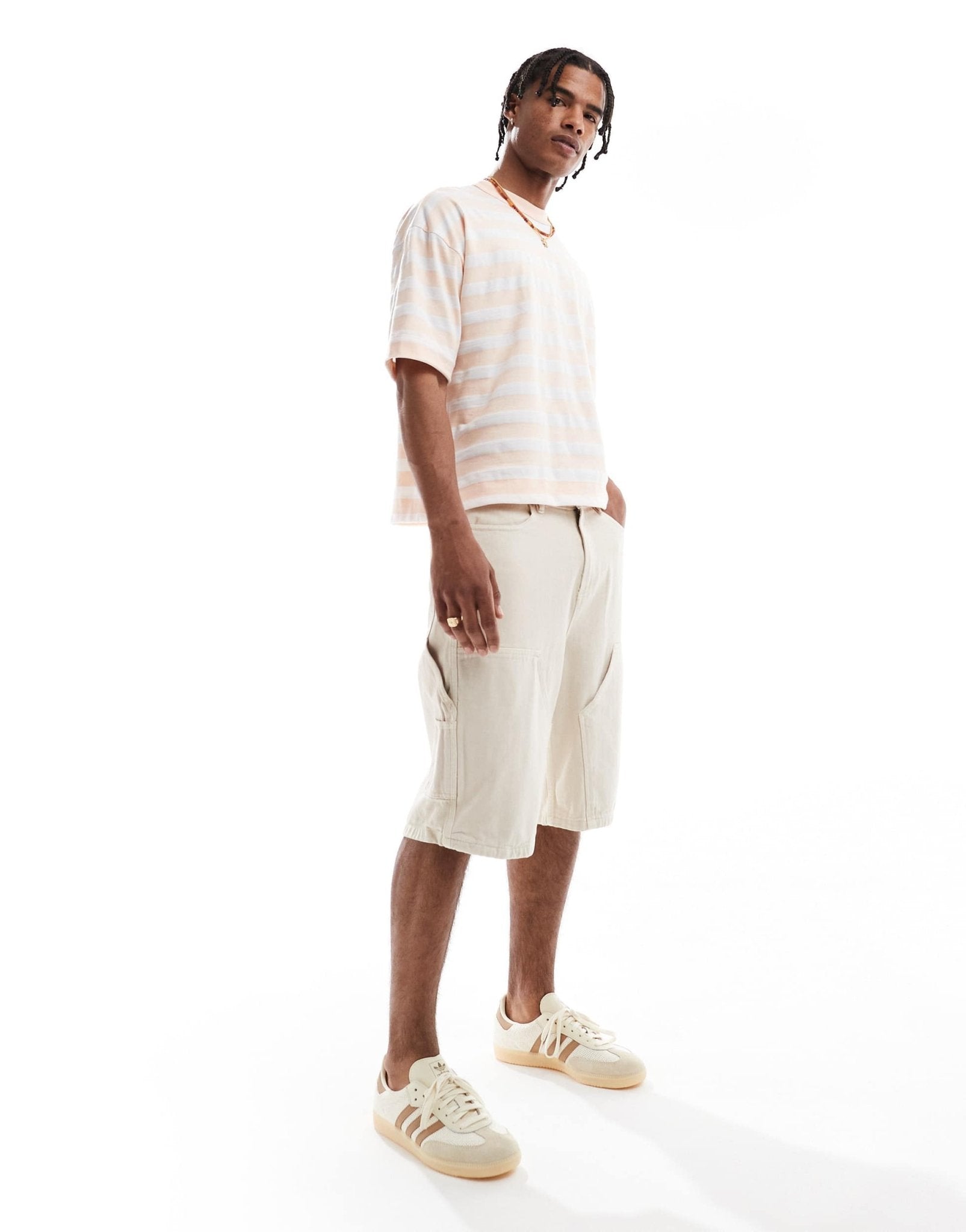 ASOS DESIGN heavyweight boxy oversized t-shirt in pink and white stripe - ASOS Sample Sale