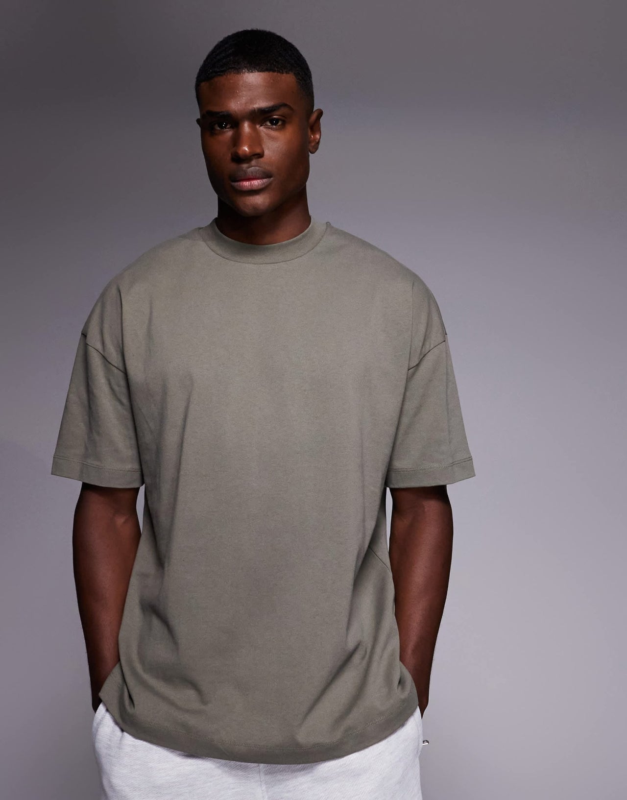 ASOS DESIGN heavyweight oversized drop shoulder t-shirt in khaki - ASOS Sample Sale