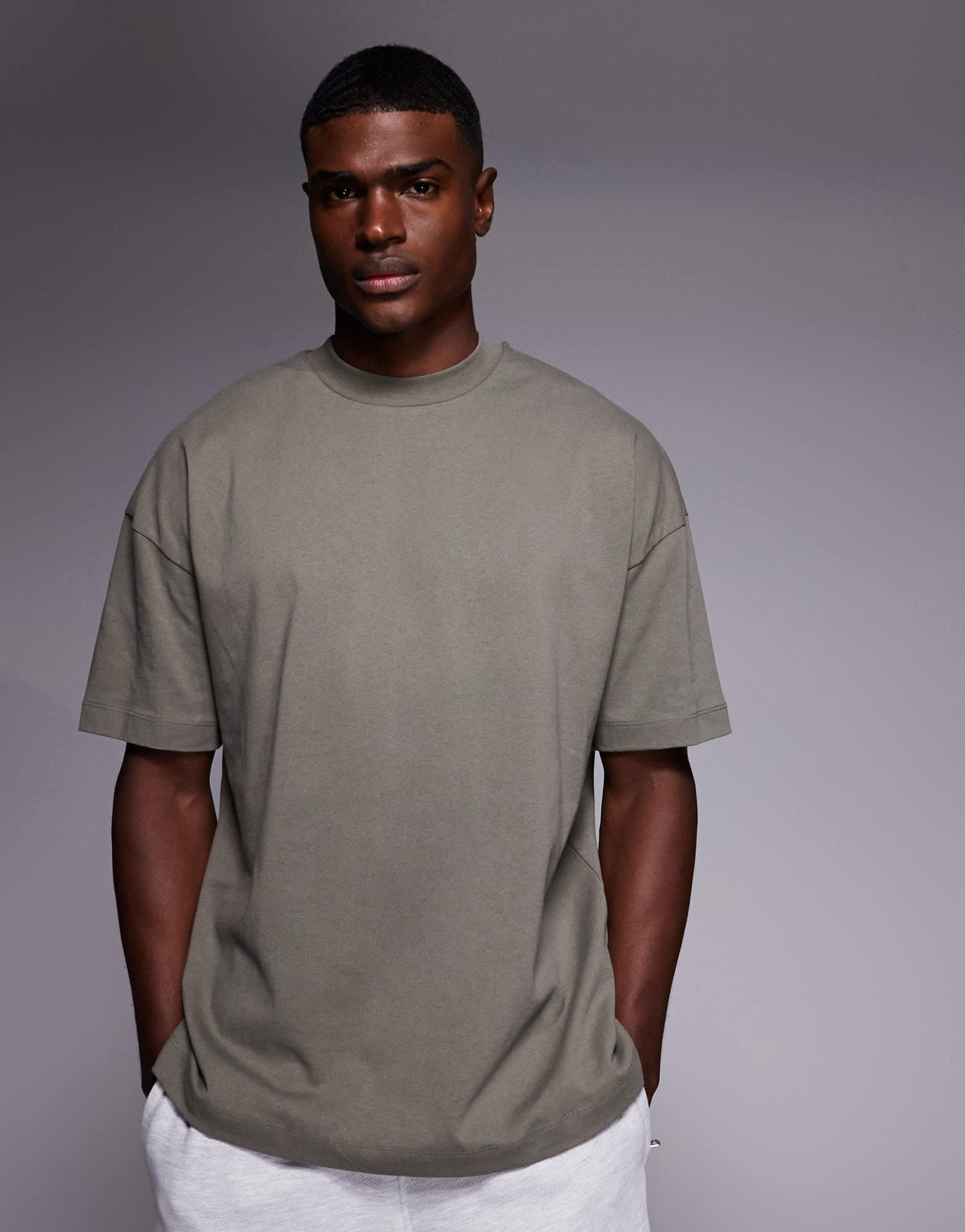 ASOS DESIGN heavyweight oversized drop shoulder t-shirt in khaki - ASOS Sample Sale