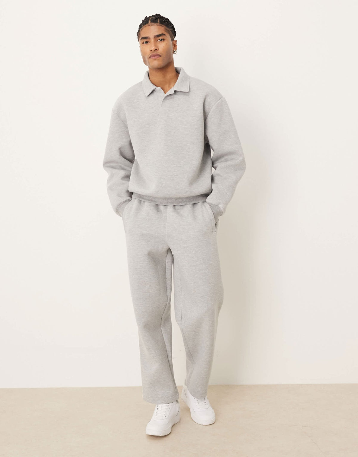 ASOS DESIGN heavyweight oversized jogger in scuba-style fabric in grey marl - LGREY - ASOS Sample Sale