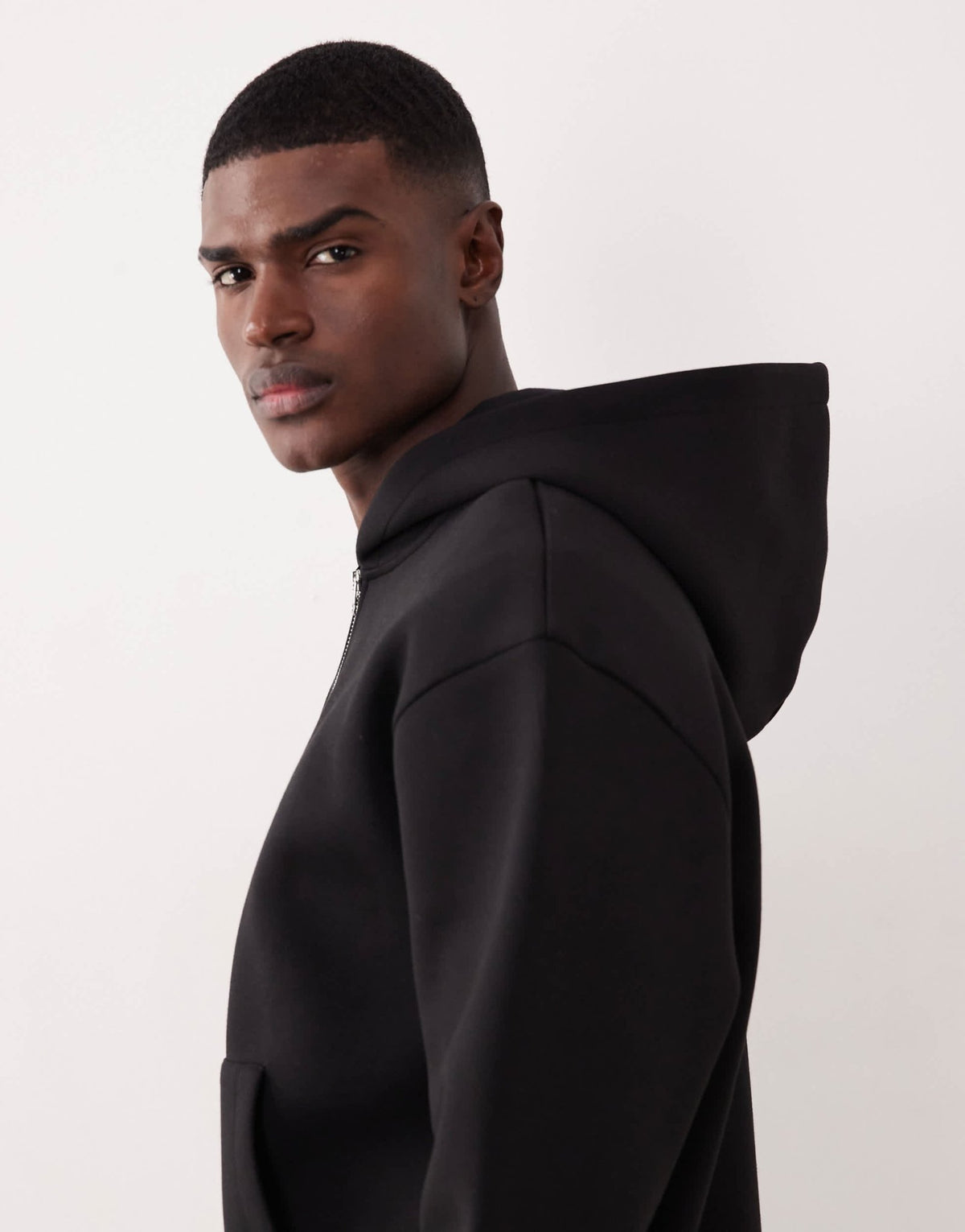 ASOS DESIGN heavyweight relaxed boxy zip through hoodie in scuba-style fabric in black - BLACK - ASOS Sample Sale