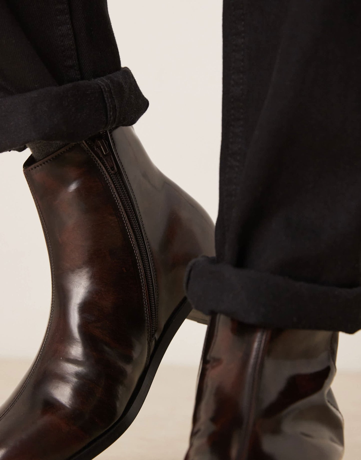 ASOS DESIGN heeled boots in brown burnished leather - ASOS Sample Sale