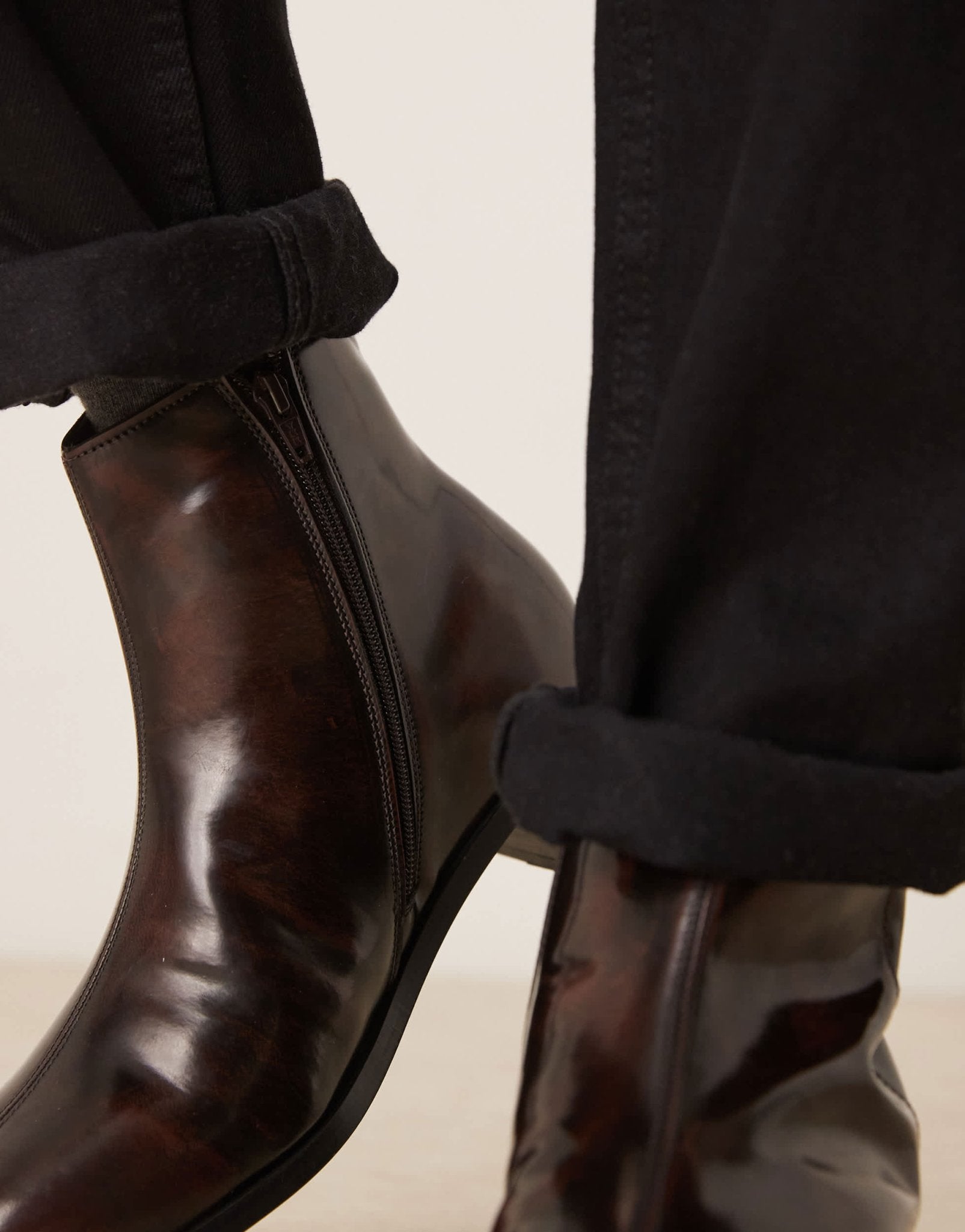 ASOS DESIGN heeled boots in brown burnished leather - ASOS Sample Sale