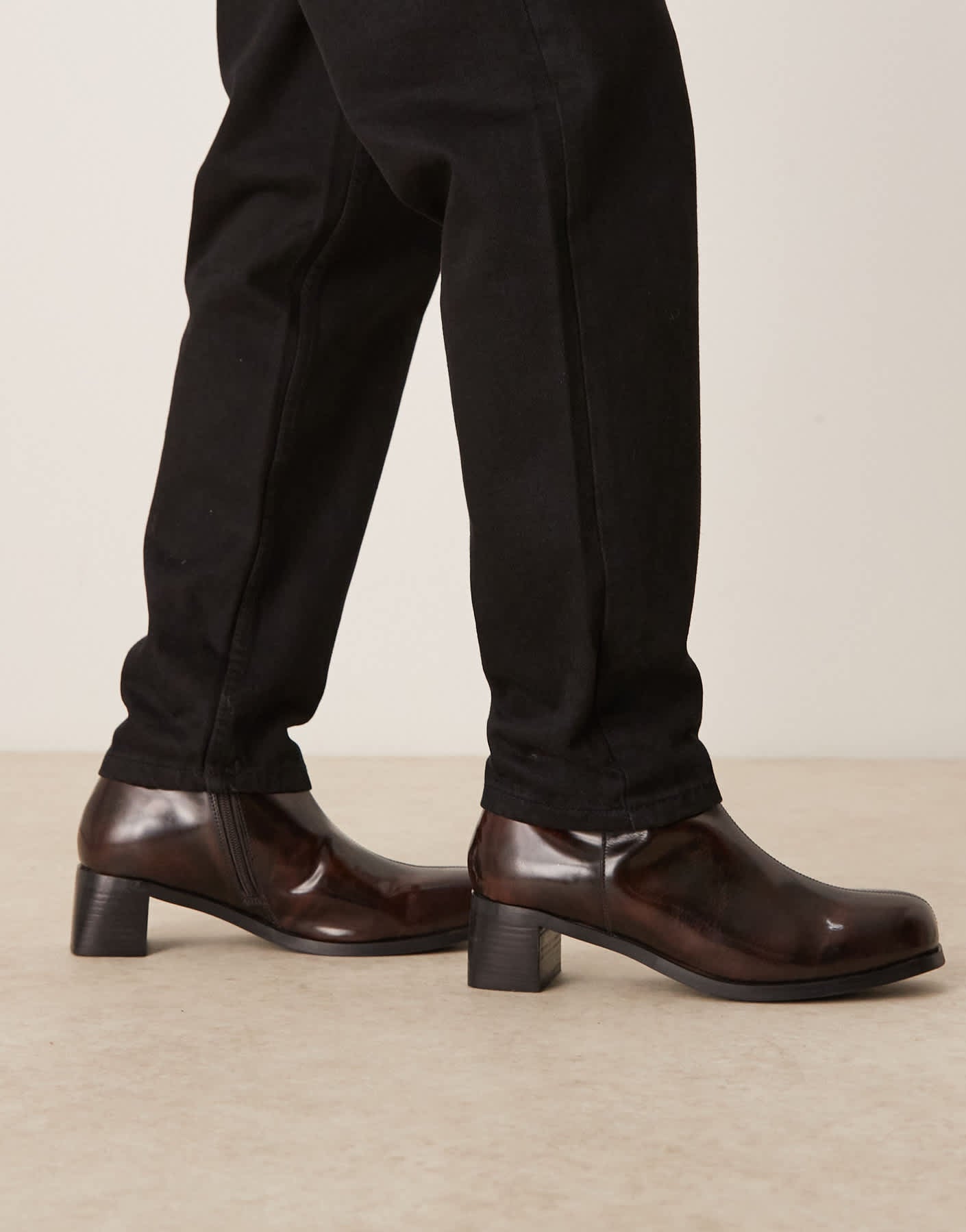 ASOS DESIGN heeled boots in brown burnished leather - ASOS Sample Sale