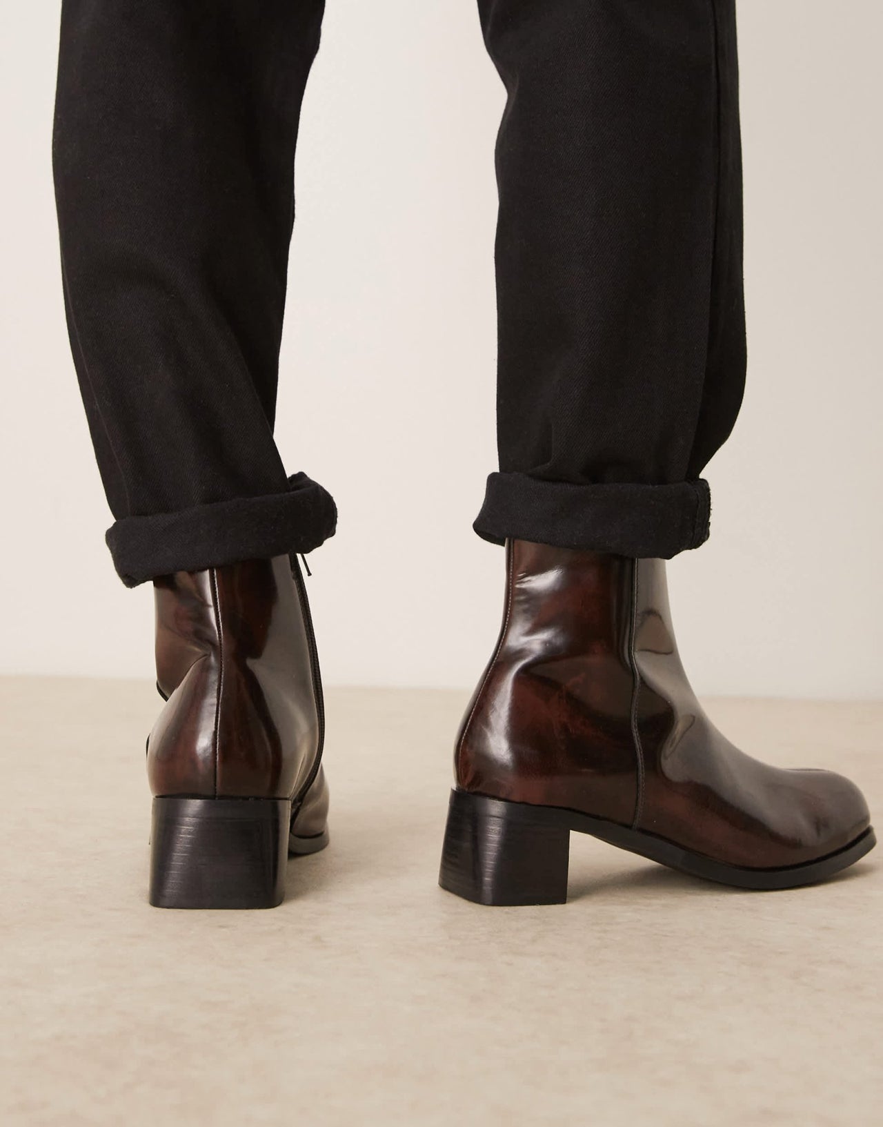 ASOS DESIGN heeled boots in brown burnished leather - ASOS Sample Sale