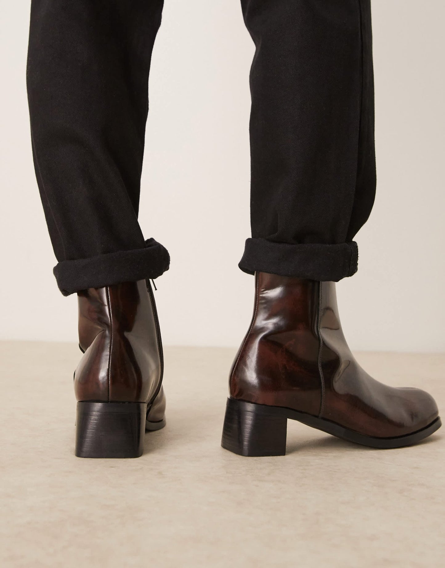 ASOS DESIGN heeled boots in brown burnished leather - ASOS Sample Sale
