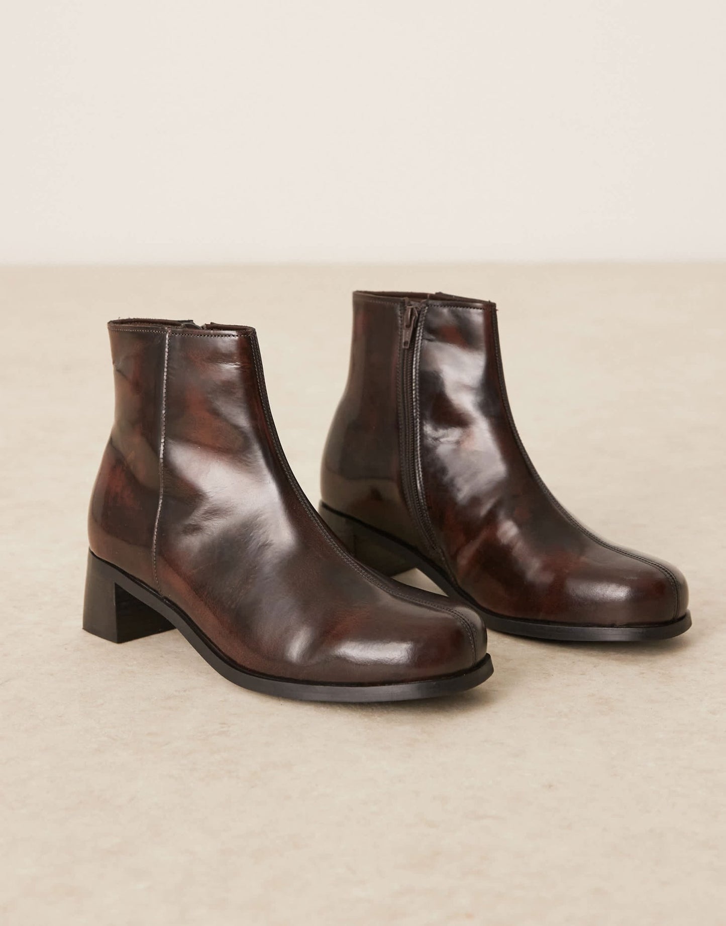 ASOS DESIGN heeled boots in brown burnished leather - ASOS Sample Sale
