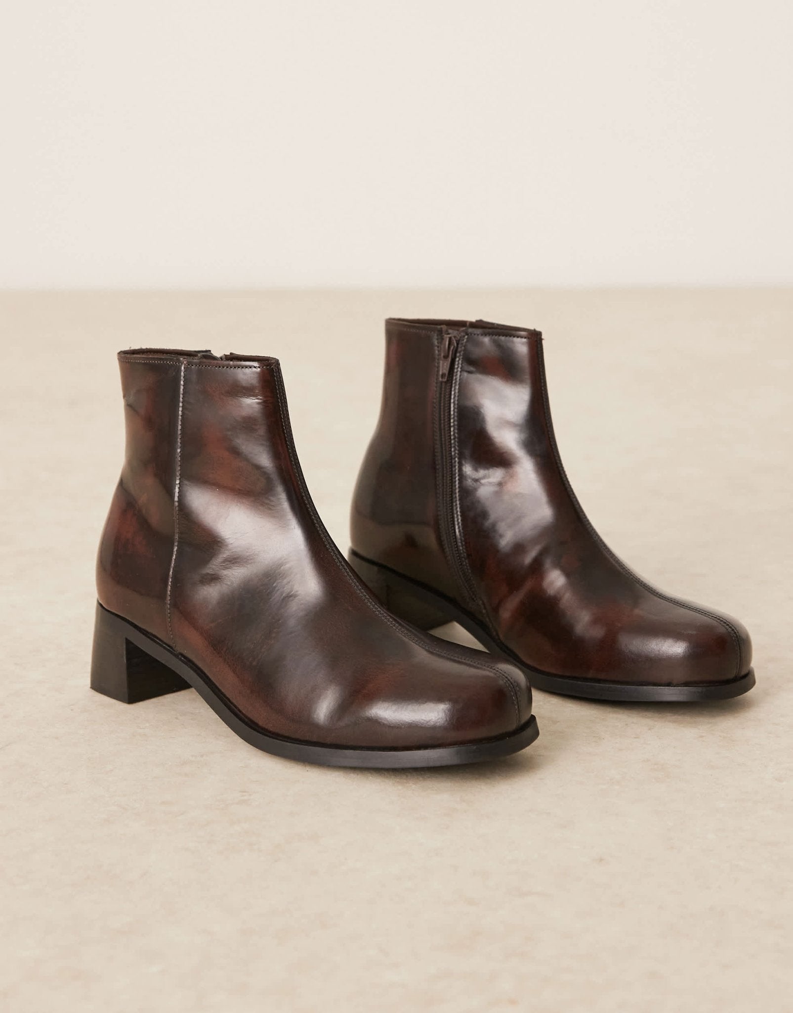 ASOS DESIGN heeled boots in brown burnished leather - ASOS Sample Sale