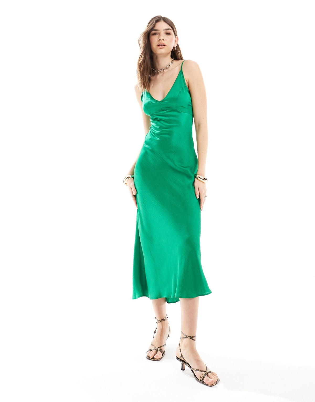 ASOS DESIGN high apex slip maxi dress in bright green - ASOS Sample Sale