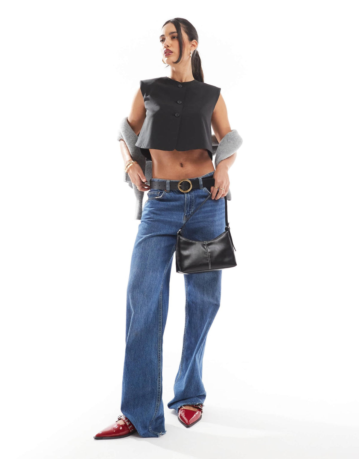 ASOS DESIGN high neck boxy waistcoat in black - ASOS Sample Sale