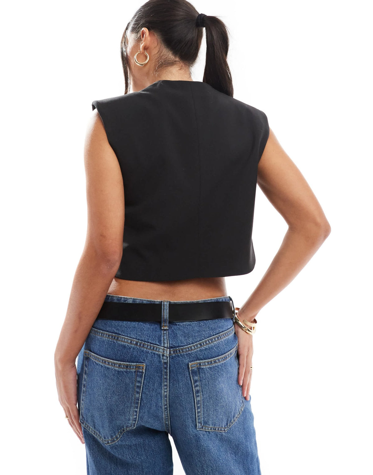 ASOS DESIGN high neck boxy waistcoat in black - ASOS Sample Sale