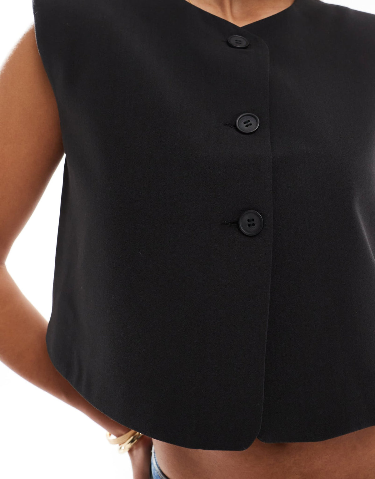 ASOS DESIGN high neck boxy waistcoat in black - ASOS Sample Sale