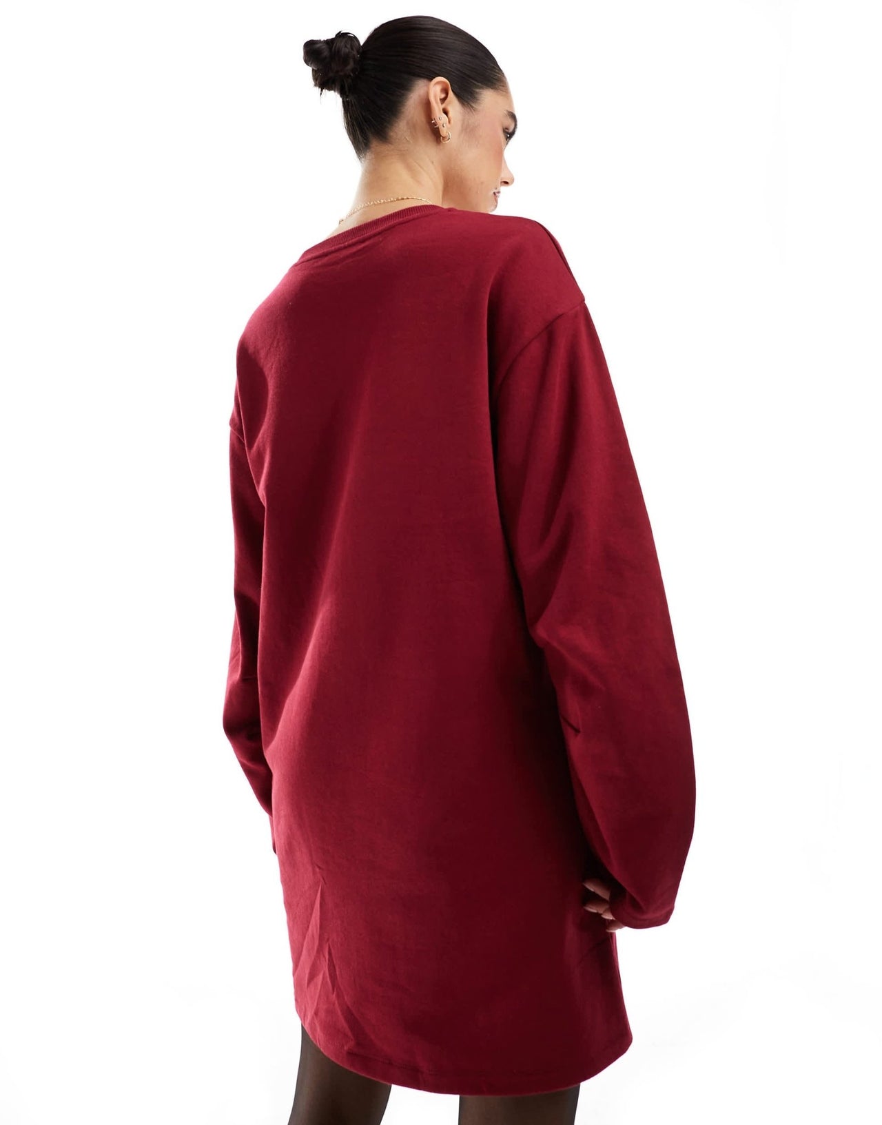 ASOS DESIGN high neck cocoon sleeve sweat mini dress in burgundy - ASOS Sample Sale