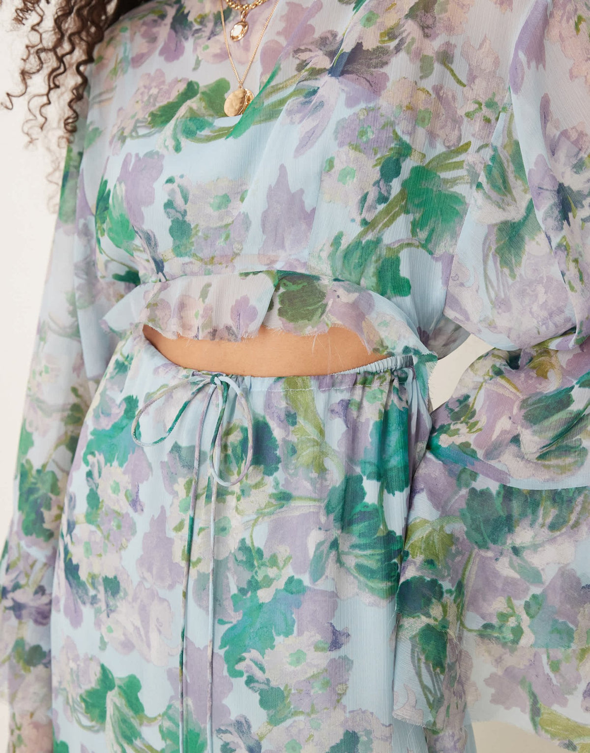 ASOS DESIGN high neck cut out maxi dress with frill sleeve in floral print - ASOS Sample Sale