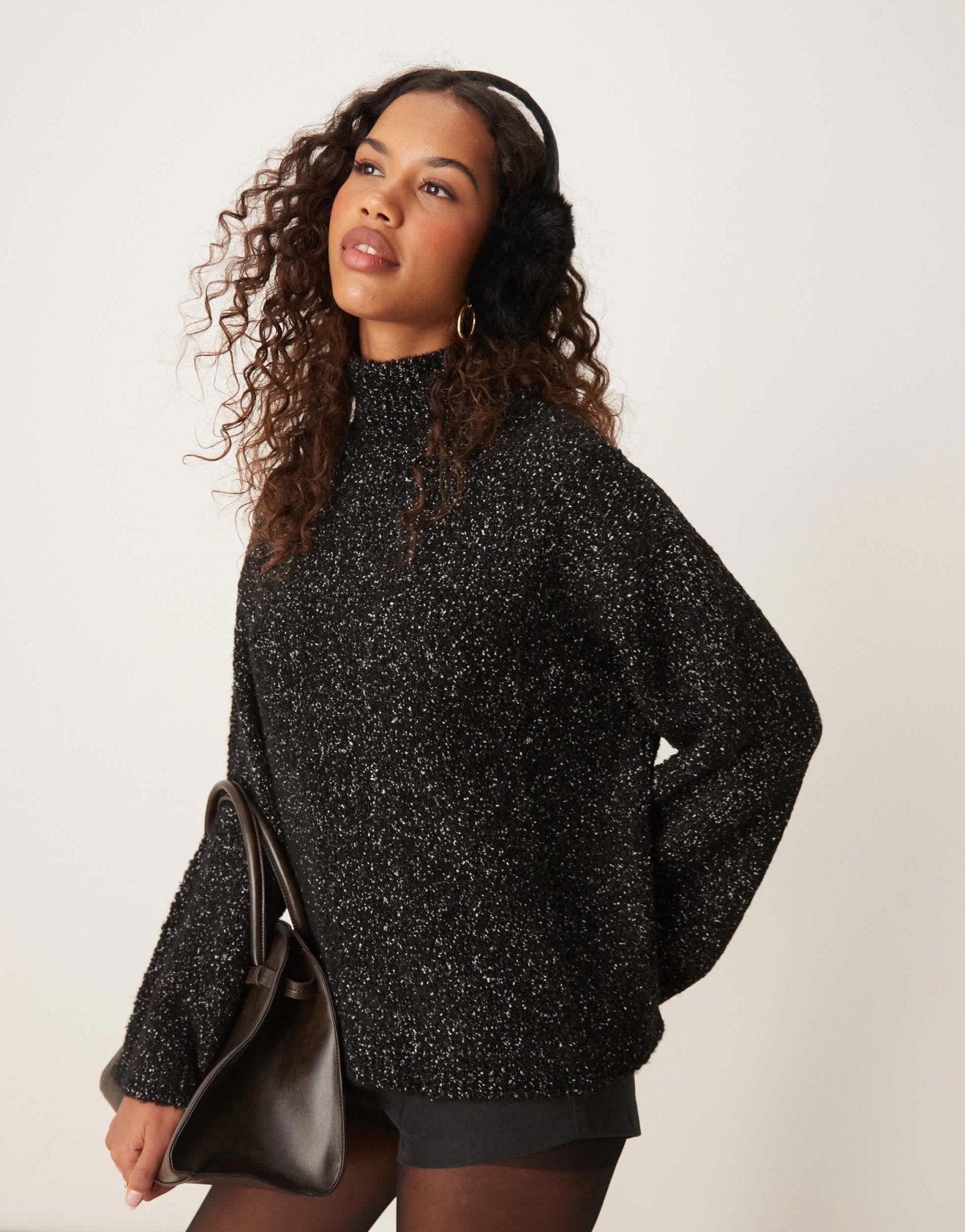 ASOS DESIGN high neck multiply jumper in neppy mono yarn - ASOS Sample Sale