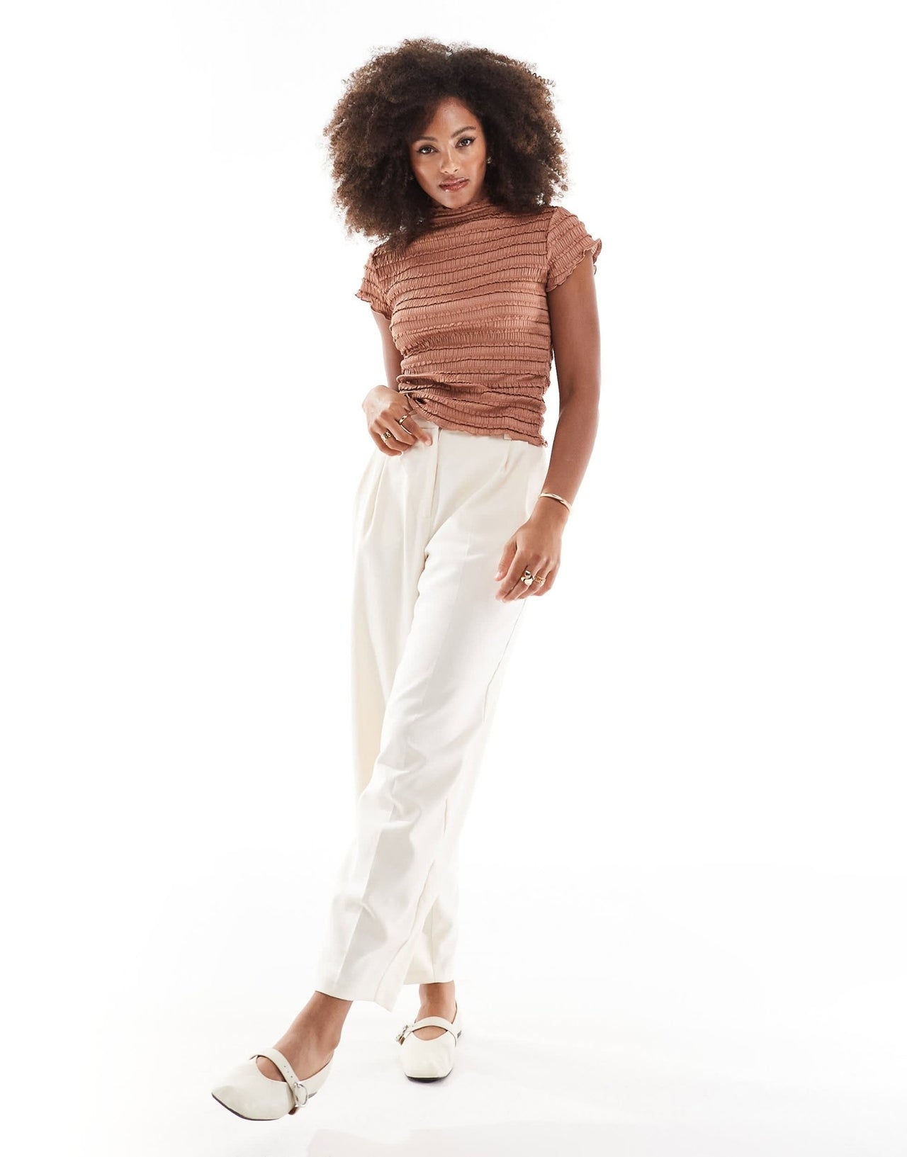 ASOS DESIGN high neck top in brown texture - ASOS Sample Sale