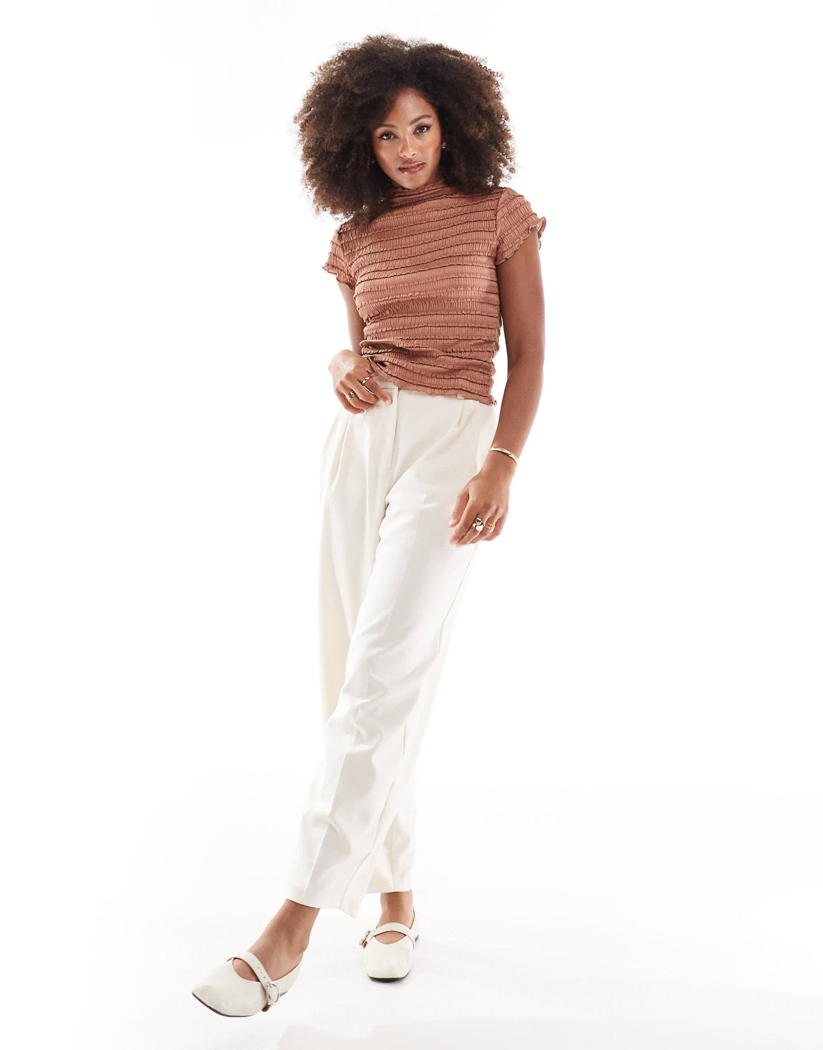 ASOS DESIGN high neck top in brown texture - ASOS Sample Sale