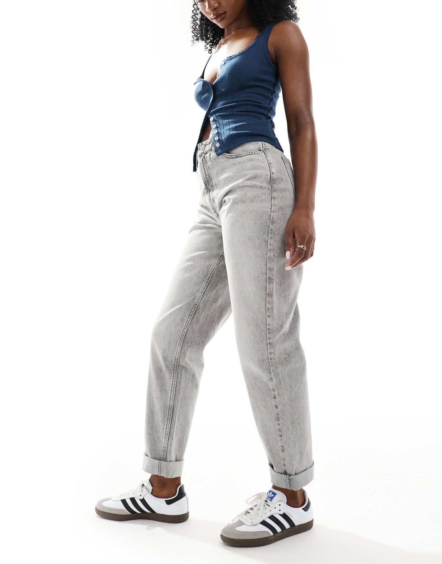ASOS DESIGN high rise relaxed mom jeans in grey - ASOS Sample Sale