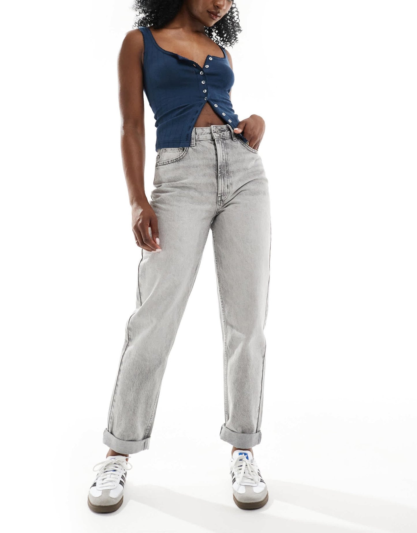 ASOS DESIGN high rise relaxed mom jeans in grey - ASOS Sample Sale