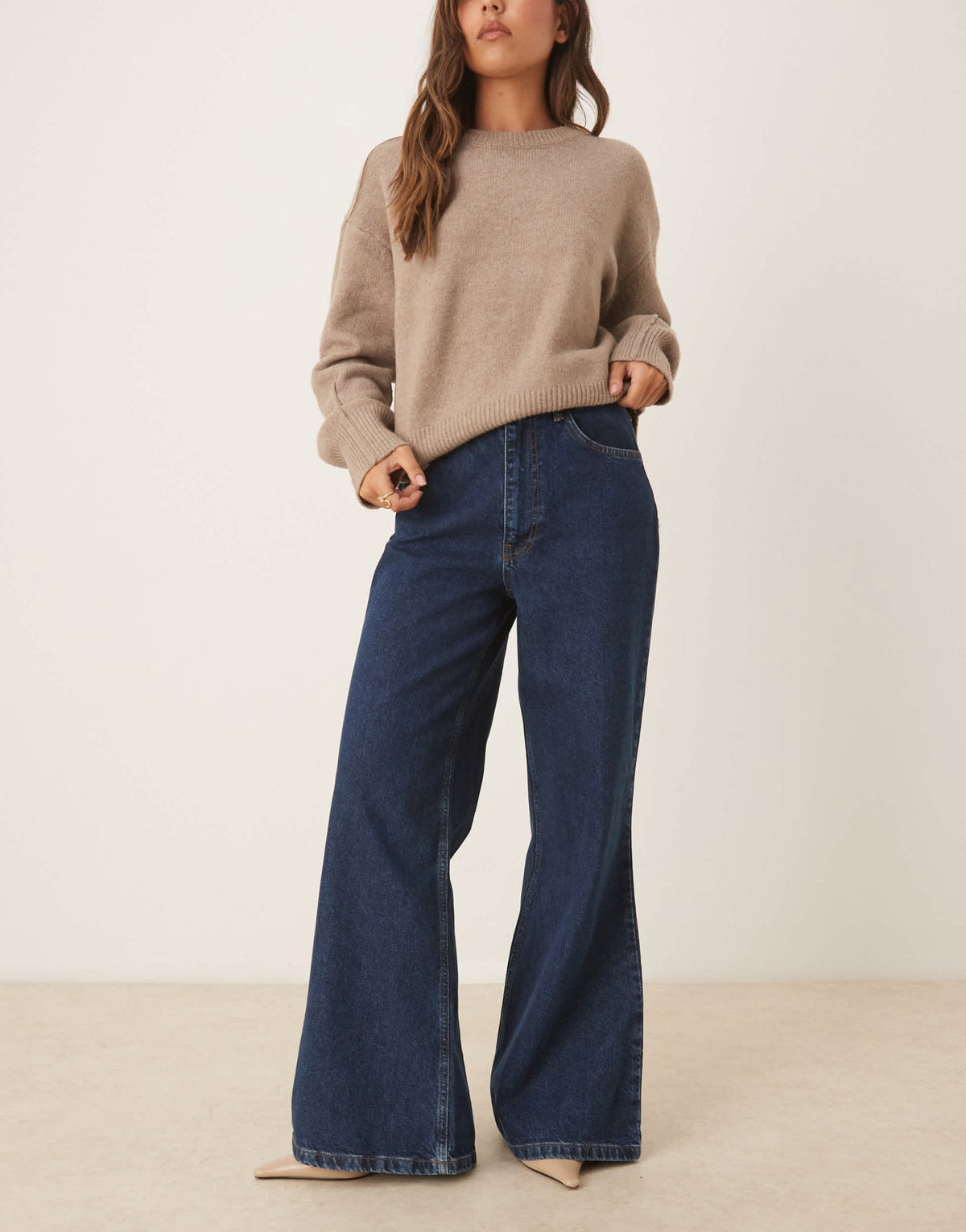 ASOS DESIGN high rise wide leg flared jean in indigo - ASOS Sample Sale