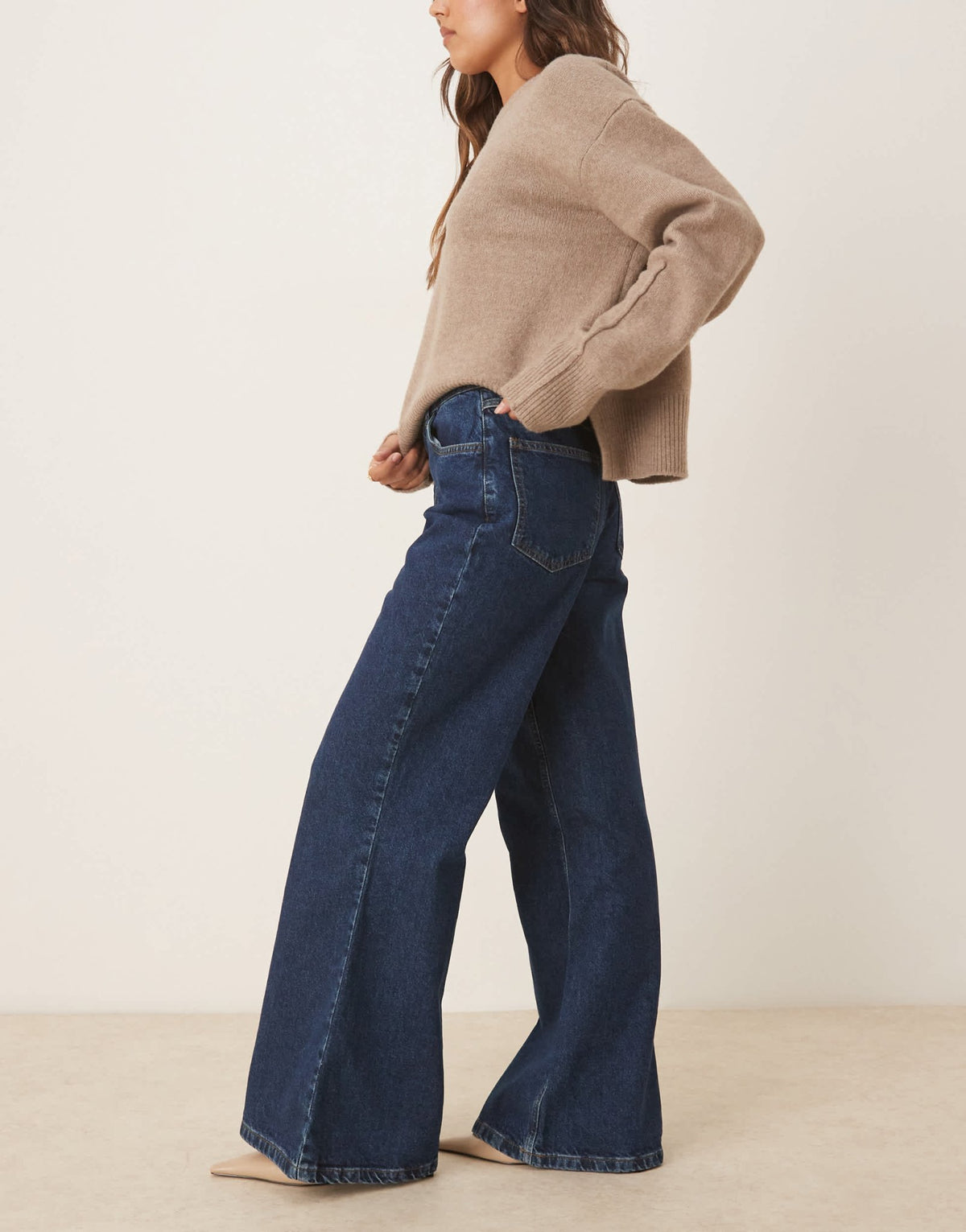 ASOS DESIGN high rise wide leg flared jean in indigo - ASOS Sample Sale