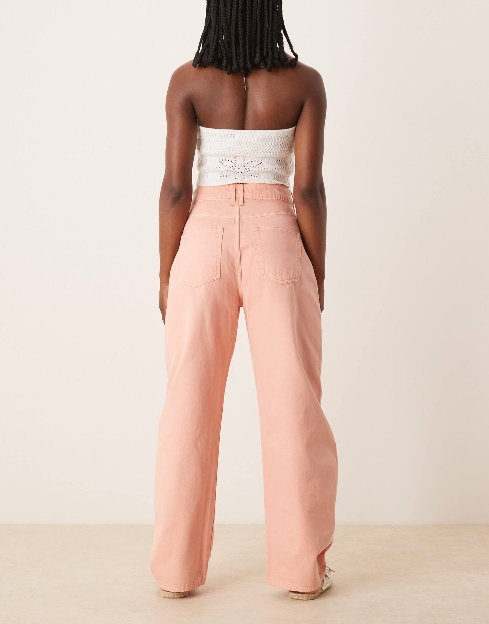 ASOS DESIGN high waisted barrel leg jeans in soft apricot - ASOS Sample Sale
