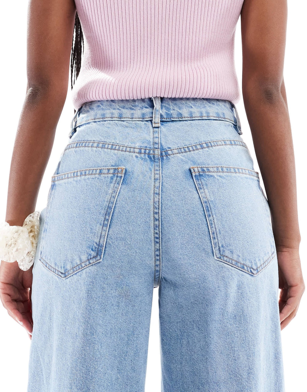 ASOS DESIGN high waisted palazzo jeans with rips and let down hem - ASOS Sample Sale