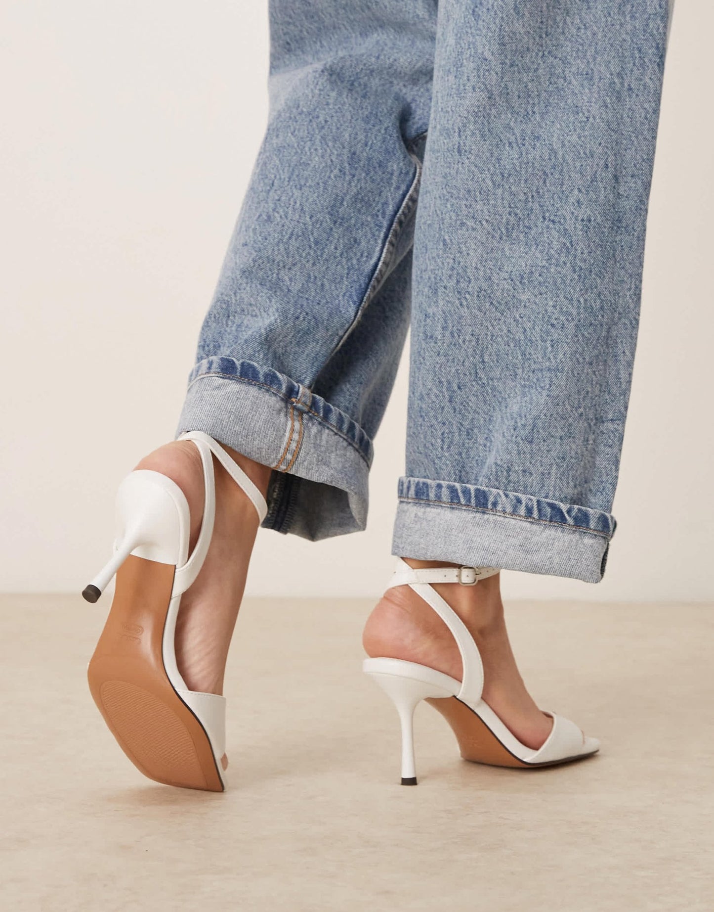 ASOS DESIGN Hollow barely there heeled sandals in white - ASOS Sample Sale