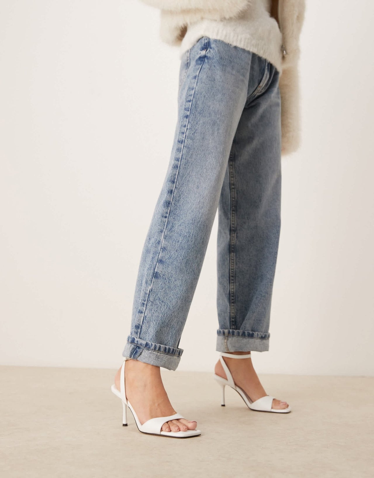 ASOS DESIGN Hollow barely there heeled sandals in white - ASOS Sample Sale