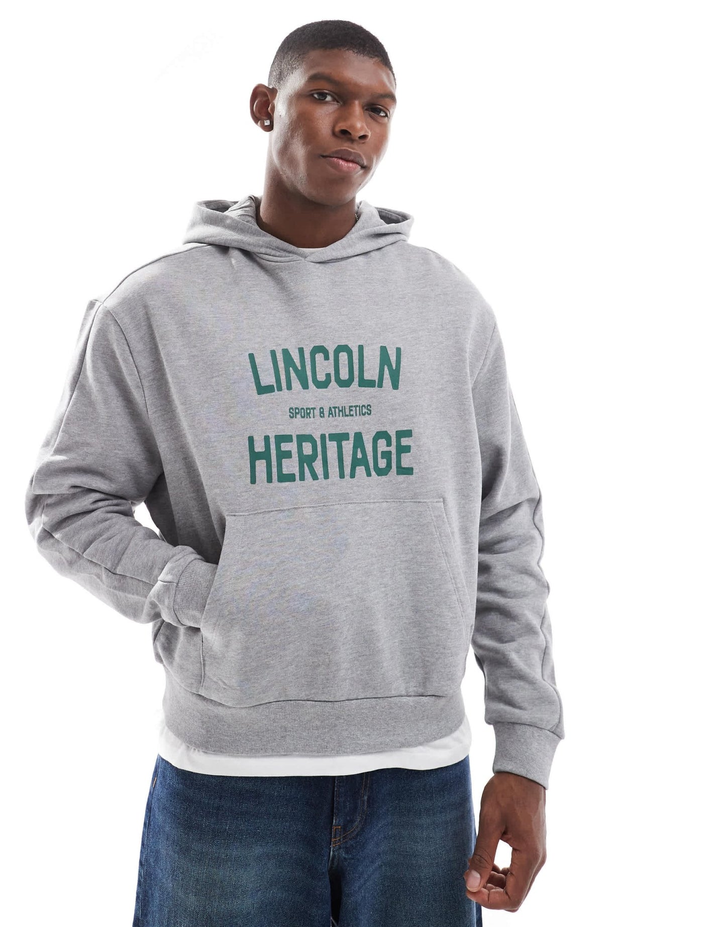 ASOS DESIGN hoodie with collegiate print in grey marl - ASOS Sample Sale