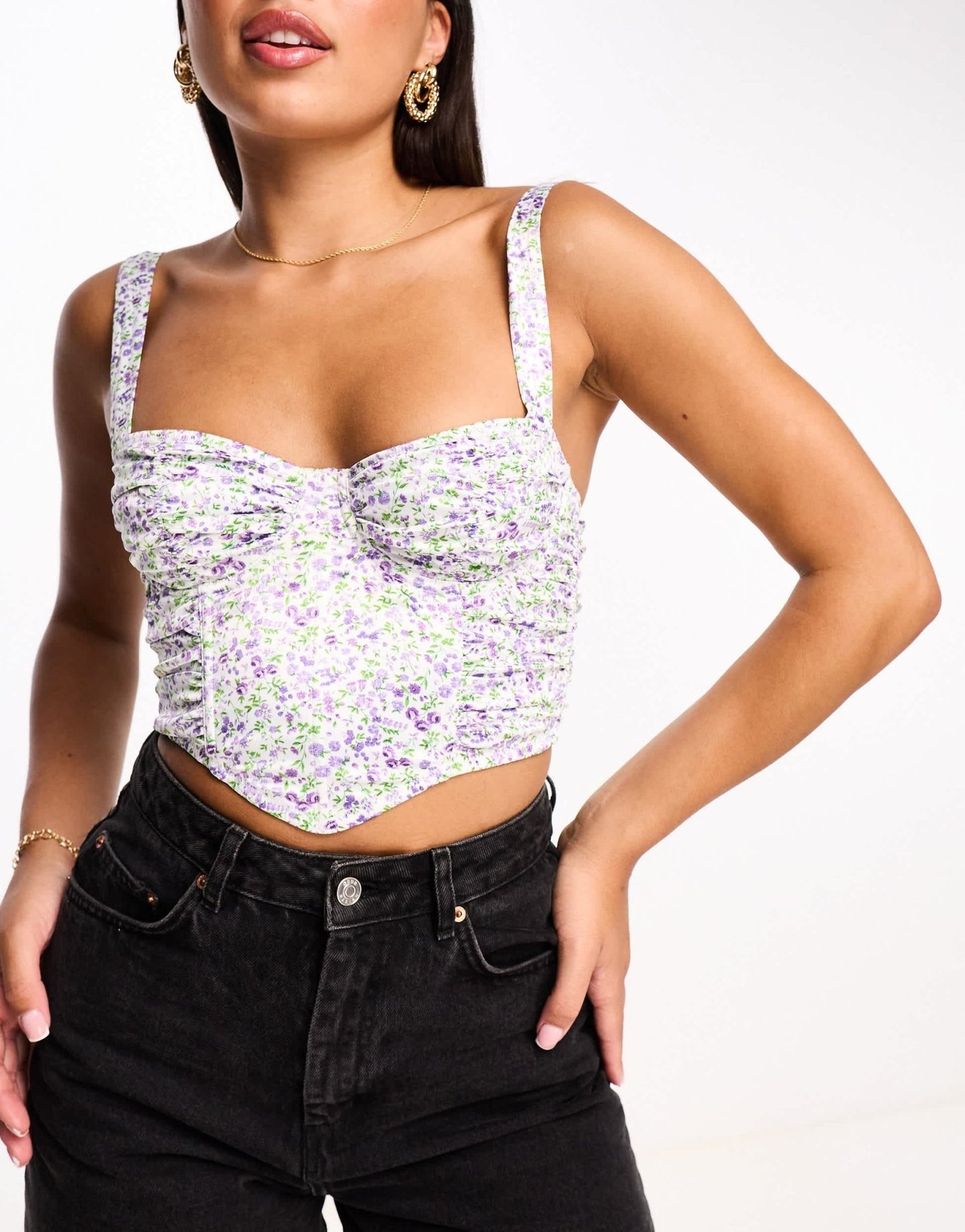 ASOS DESIGN Hope satin underwired corset in ditsy floral - ASOS Sample Sale