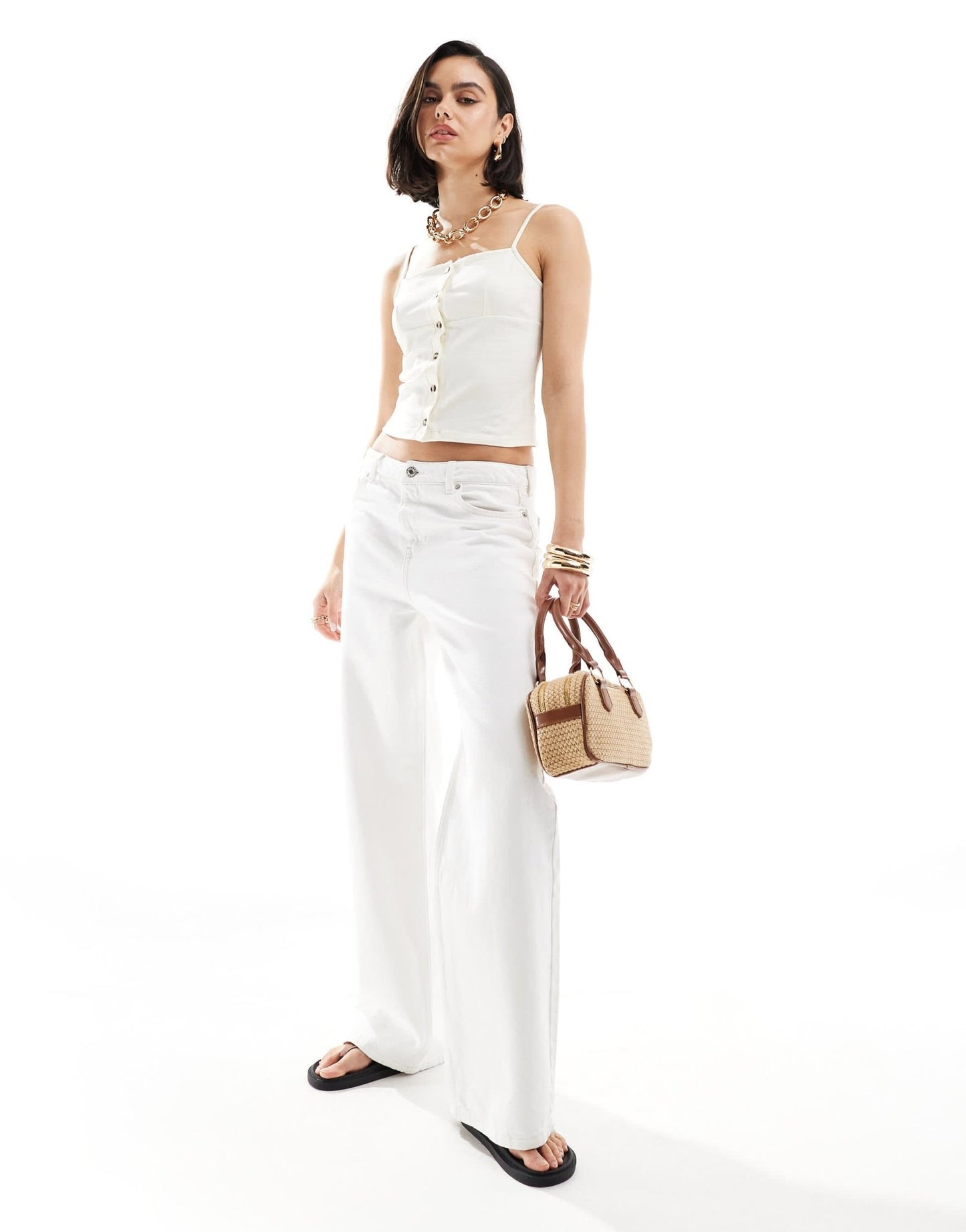 ASOS DESIGN horn button cami vest in cream - ASOS Sample Sale