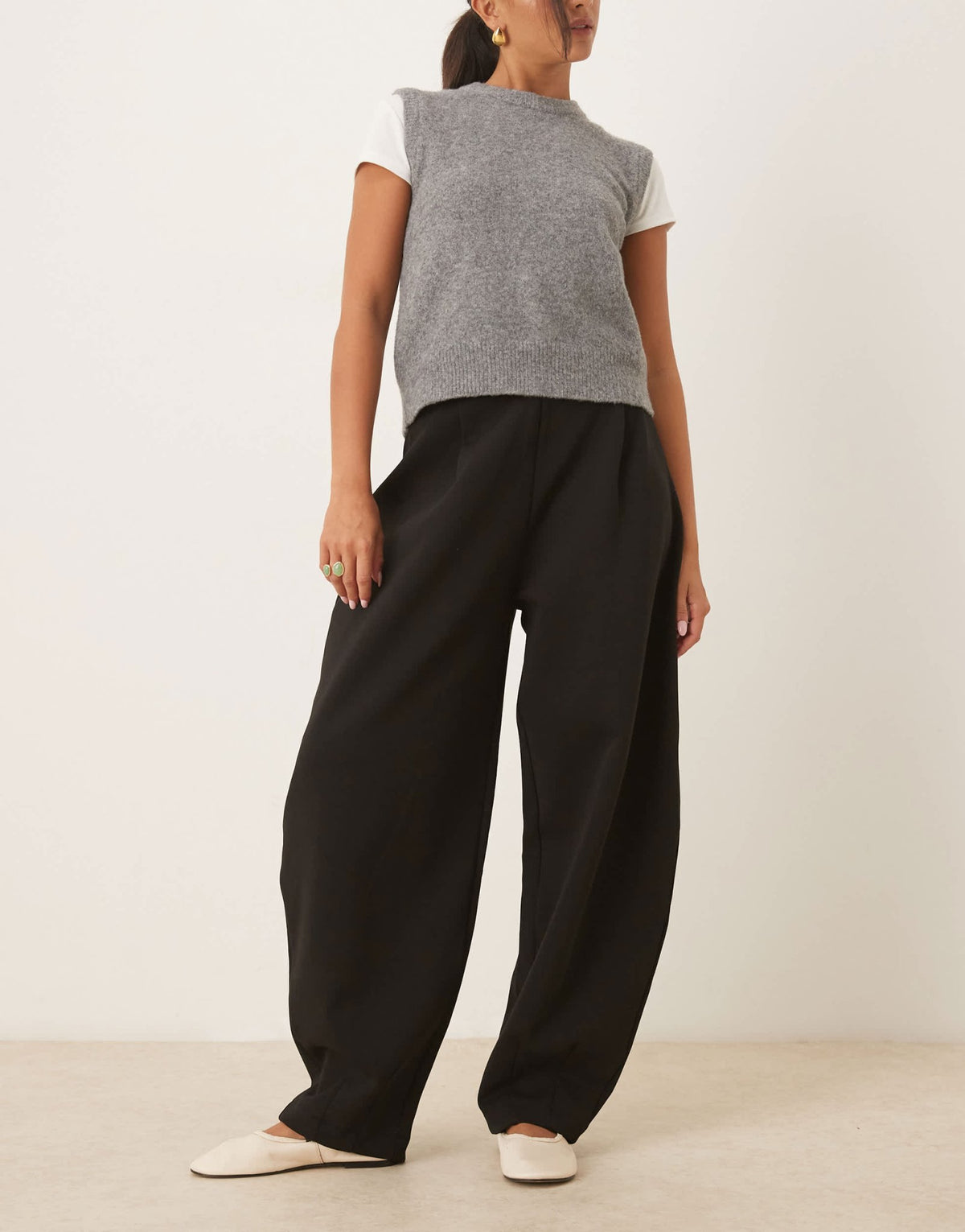 ASOS DESIGN horseshoe barrel leg interlock trousers in black - ASOS Sample Sale