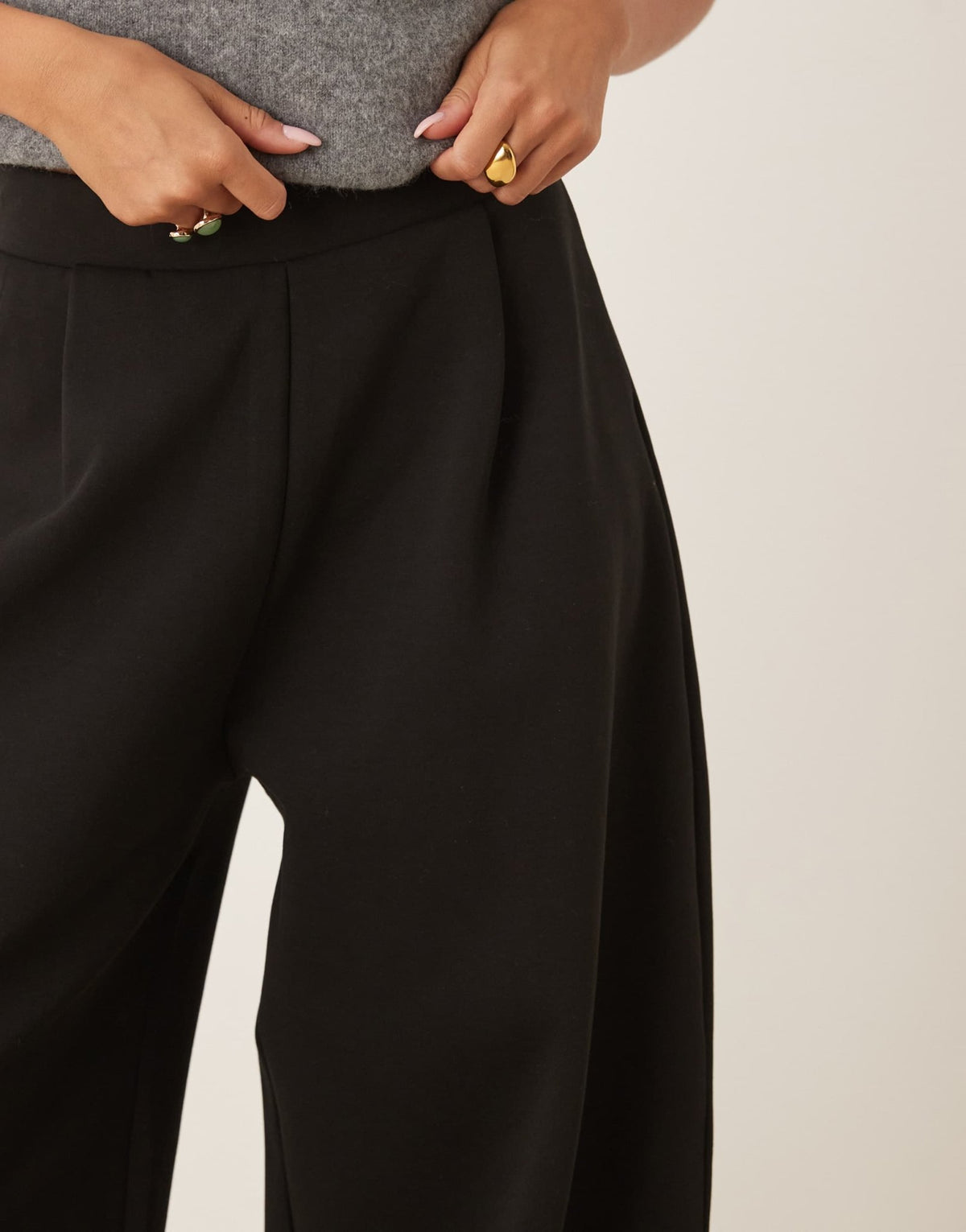 ASOS DESIGN horseshoe barrel leg interlock trousers in black - ASOS Sample Sale