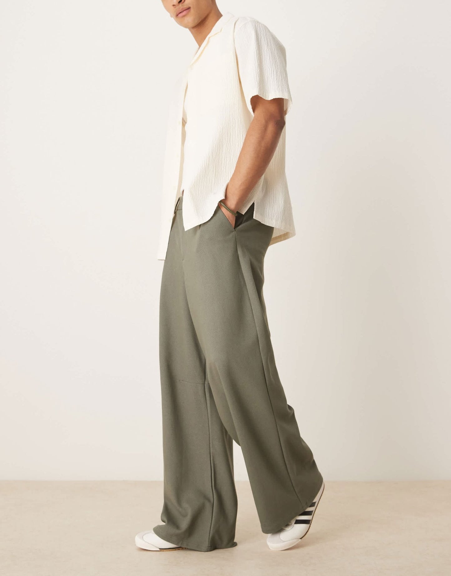 ASOS DESIGN horseshoe smart trousers in khaki twill - ASOS Sample Sale