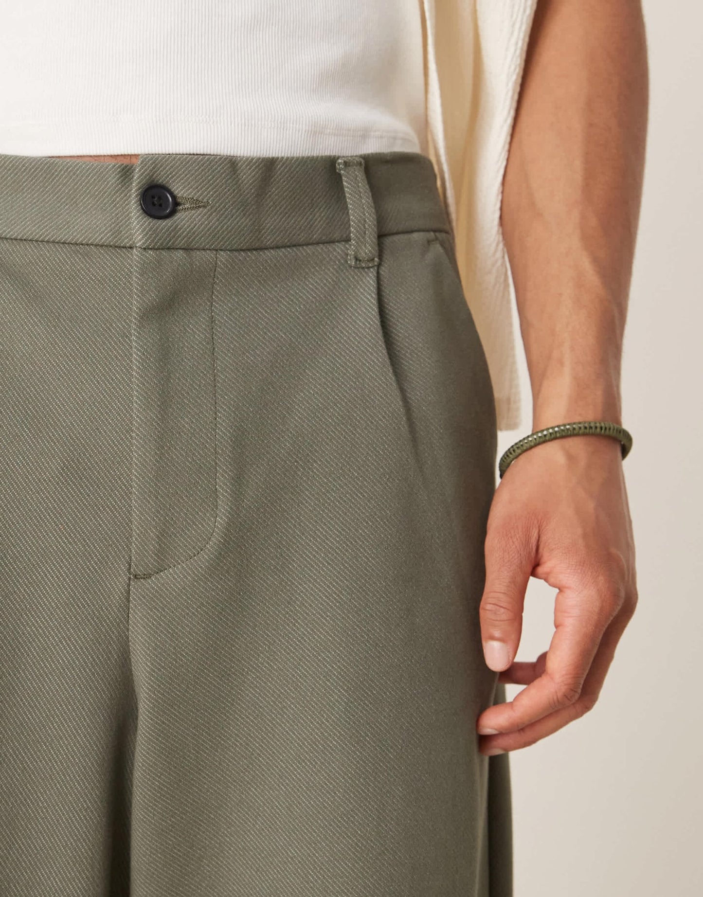 ASOS DESIGN horseshoe smart trousers in khaki twill - ASOS Sample Sale