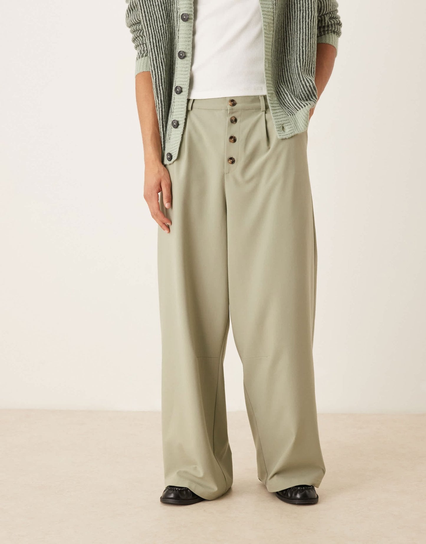 ASOS DESIGN horseshoe trouser with pinstripe in sage - ASOS Sample Sale