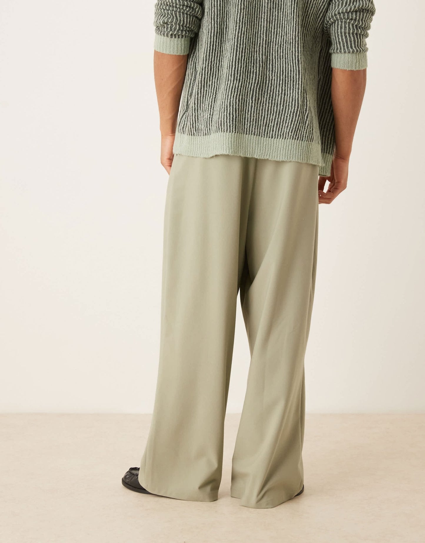 ASOS DESIGN horseshoe trouser with pinstripe in sage - ASOS Sample Sale
