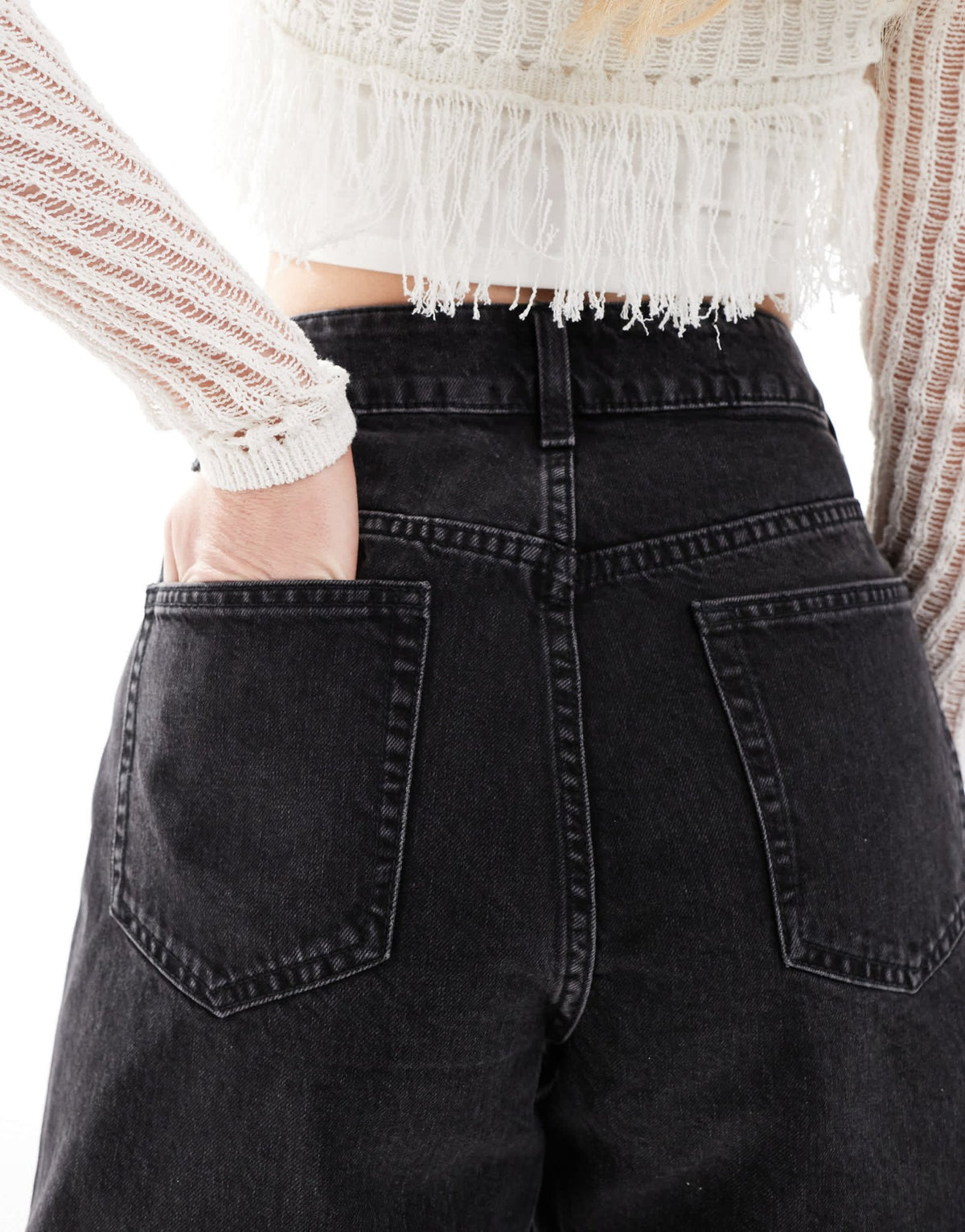 ASOS DESIGN Hourglass denim dad short in wash black - ASOS Sample Sale