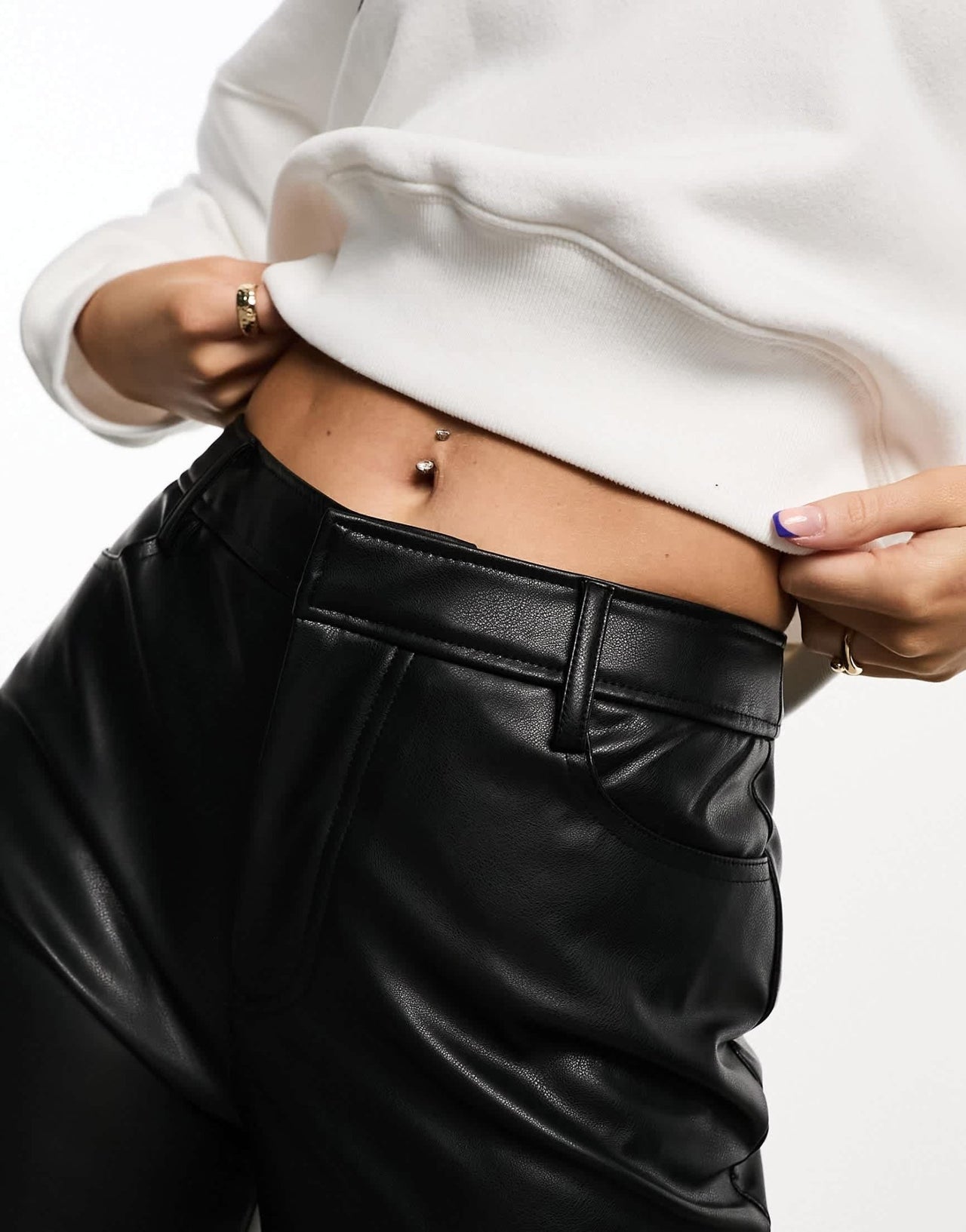 ASOS DESIGN Hourglass faux leather straight leg trouser in black - ASOS Sample Sale