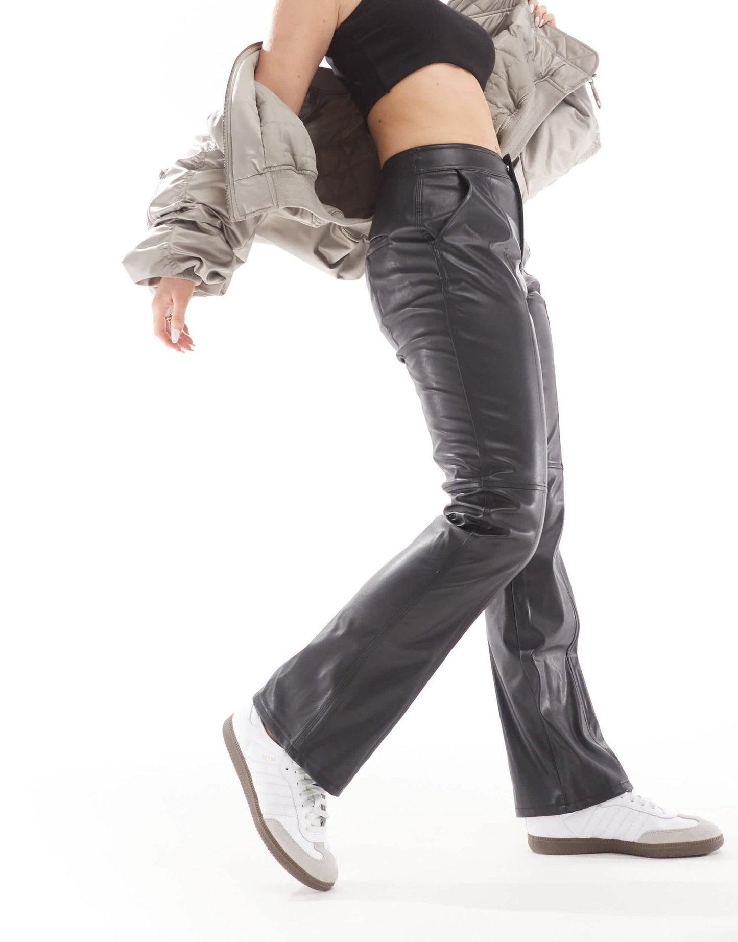 ASOS DESIGN Hourglass premium faux leather straight leg trouser in black - ASOS Sample Sale