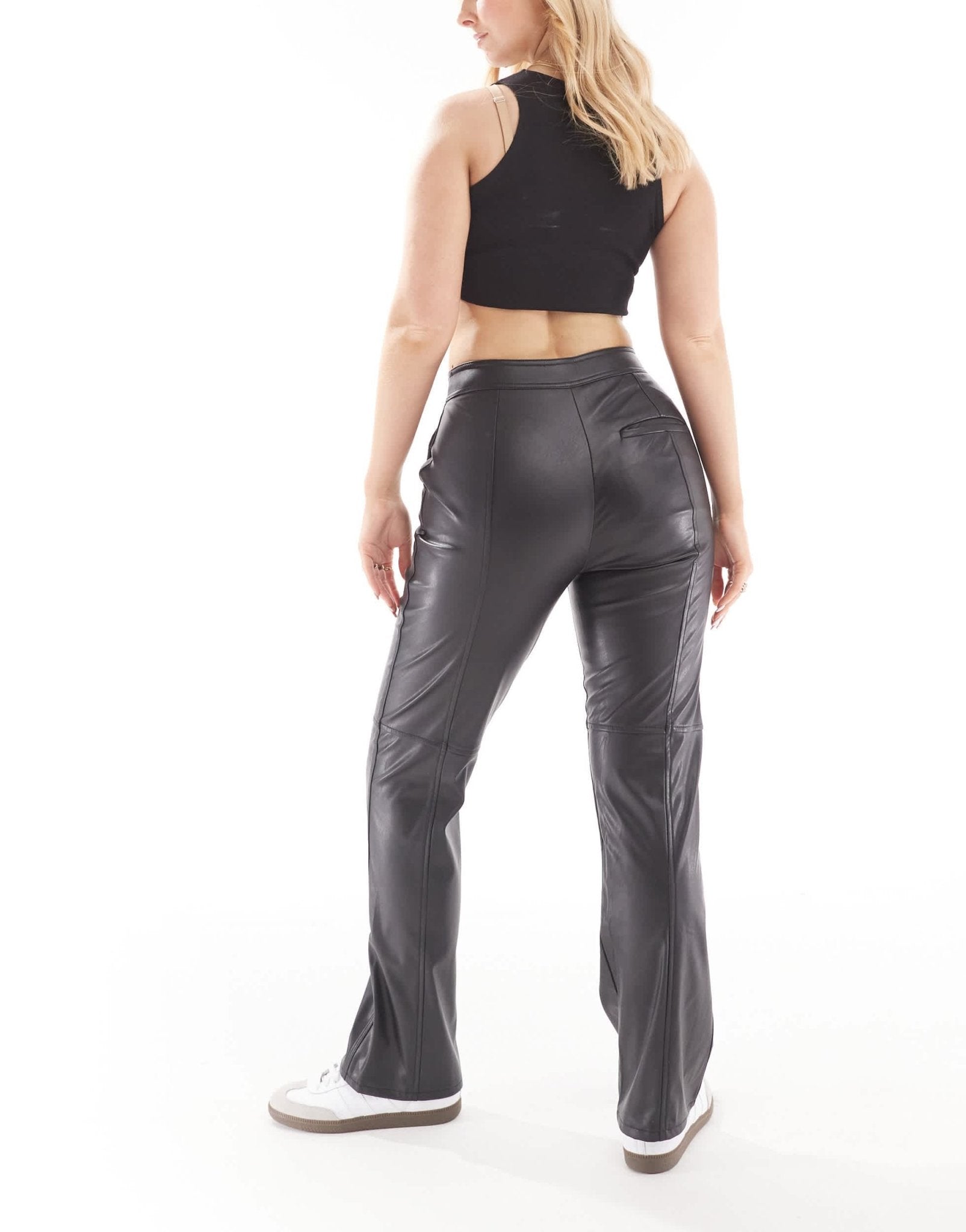 ASOS DESIGN Hourglass premium faux leather straight leg trouser in black - ASOS Sample Sale