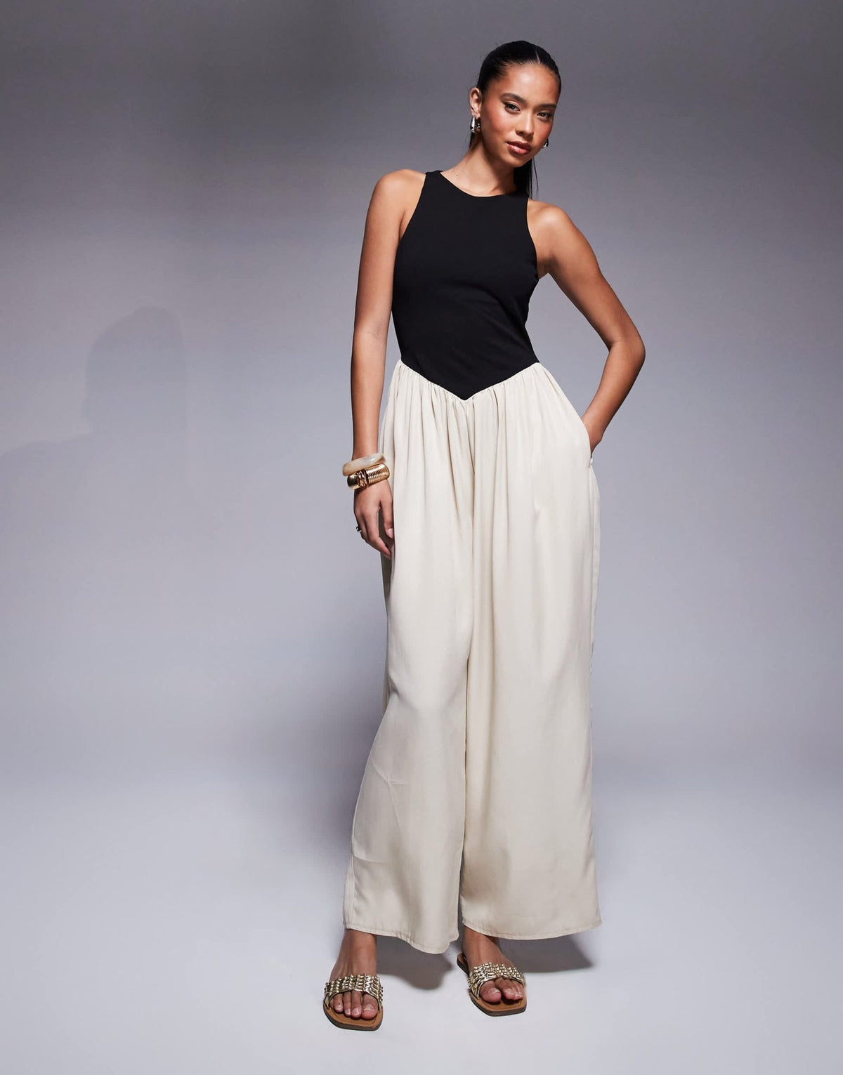 ASOS DESIGN hybrid wide leg jersey and cupro jumpsuit - ASOS Sample Sale