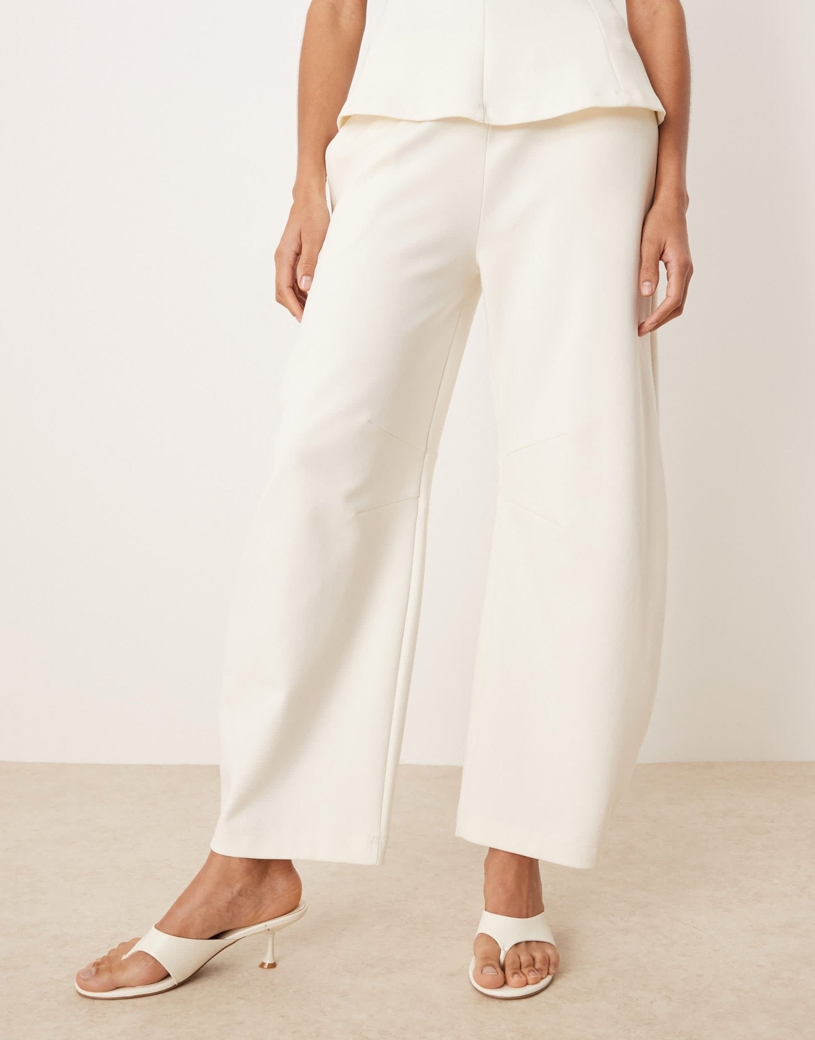 ASOS DESIGN interlock co-ord barrel leg jogger in coconut milk - ASOS Sample Sale