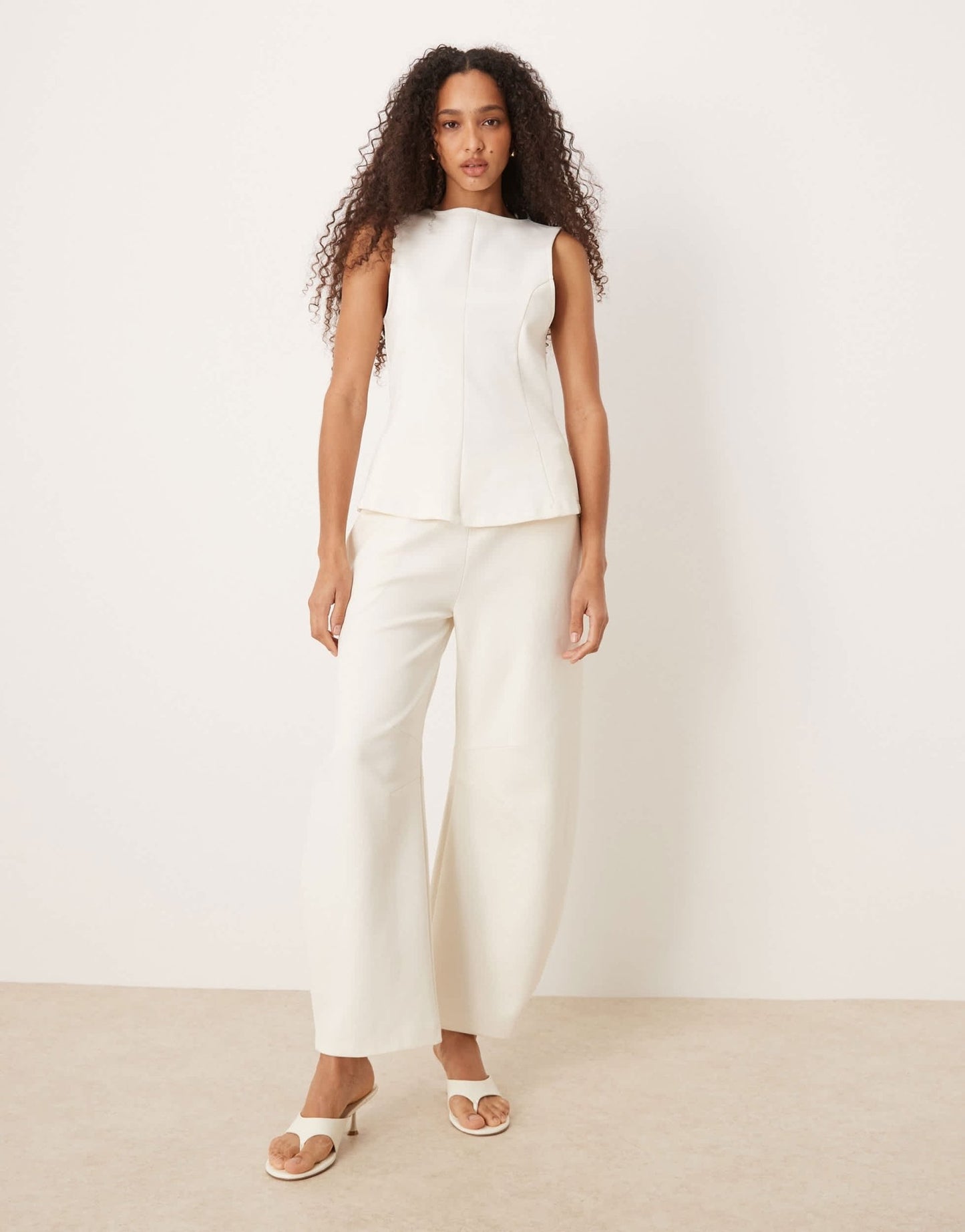 ASOS DESIGN interlock co-ord barrel leg jogger in coconut milk - ASOS Sample Sale
