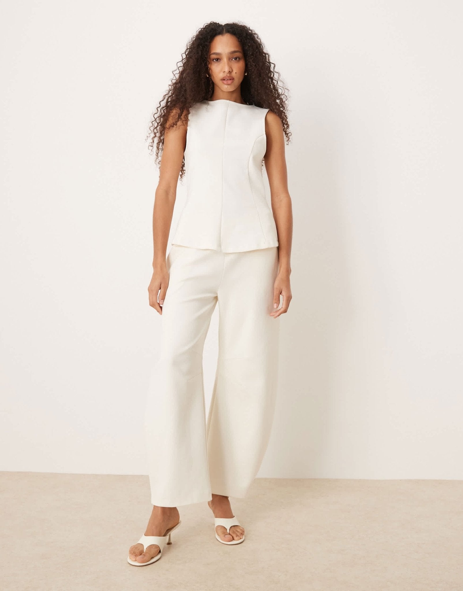 ASOS DESIGN interlock co-ord barrel leg jogger in coconut milk - ASOS Sample Sale