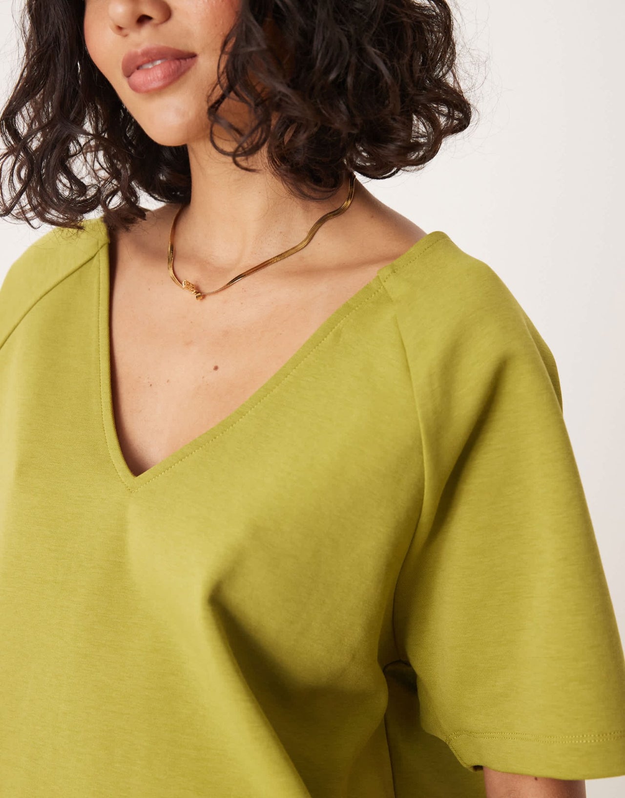 ASOS DESIGN interlock oversized v neck t-shirt in khaki - ASOS Sample Sale