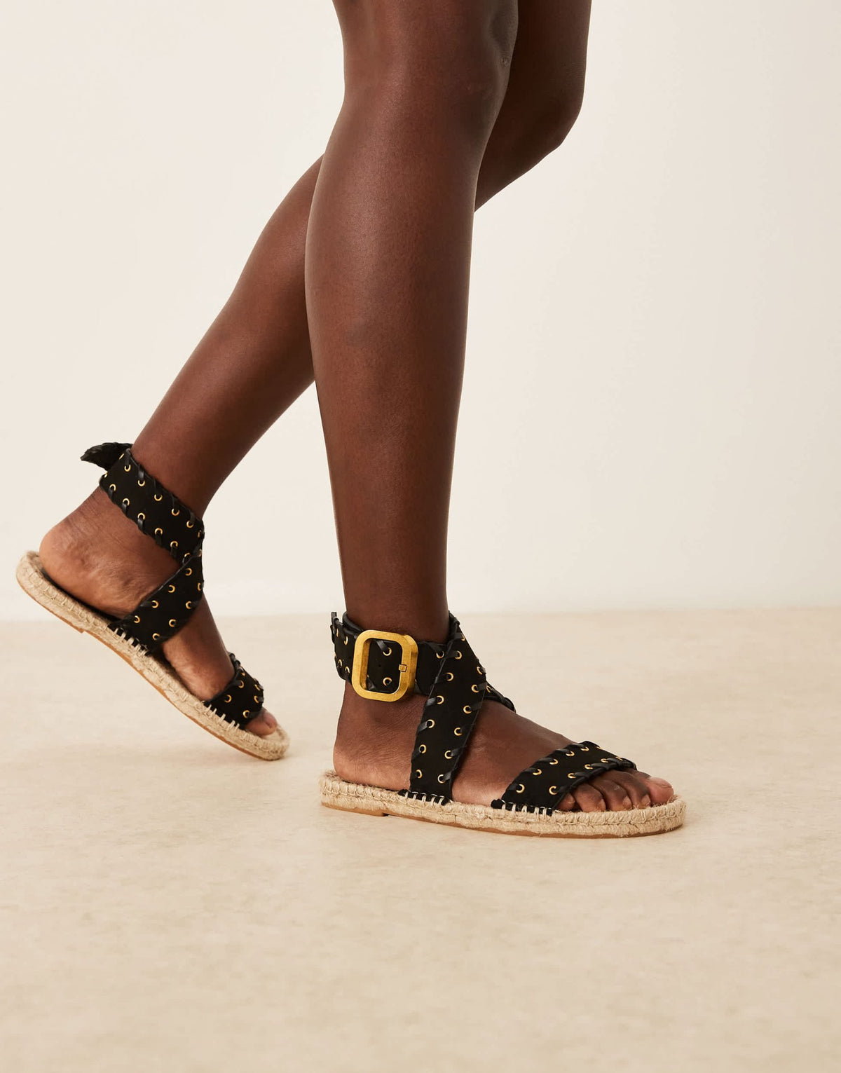 ASOS DESIGN Jazzy whipstitch espadrille sandals in black - ASOS Sample Sale