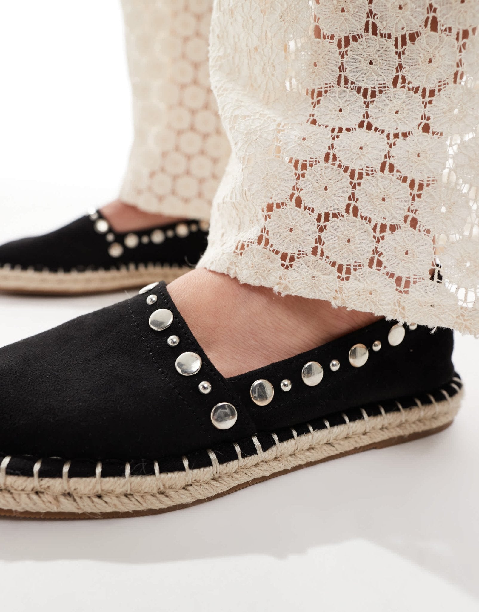ASOS DESIGN Jeanie closed toe studded espadrilles in black - ASOS Sample Sale